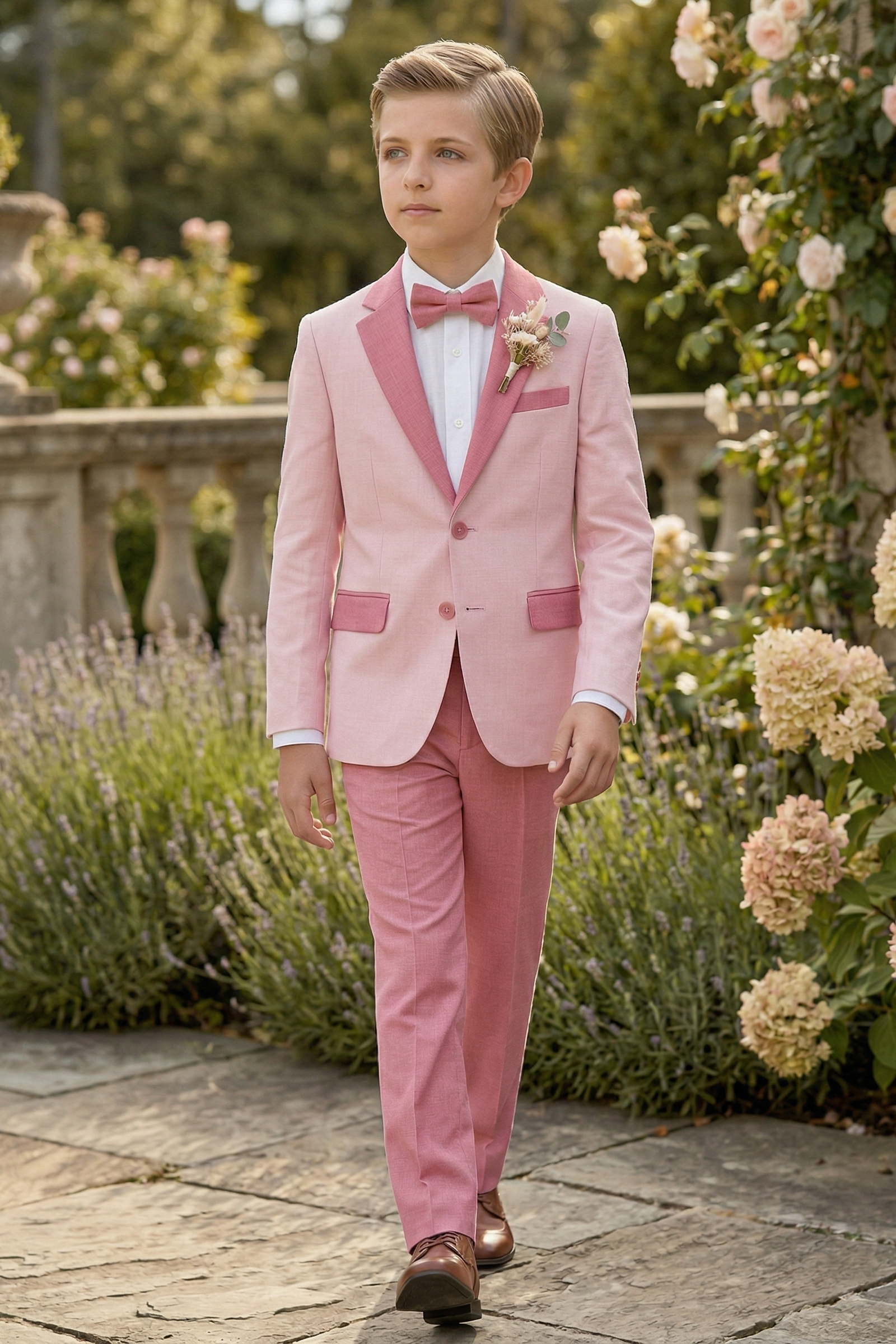 Pink And Light Pink Cotton-Linen Blend 2-Piece Suit
