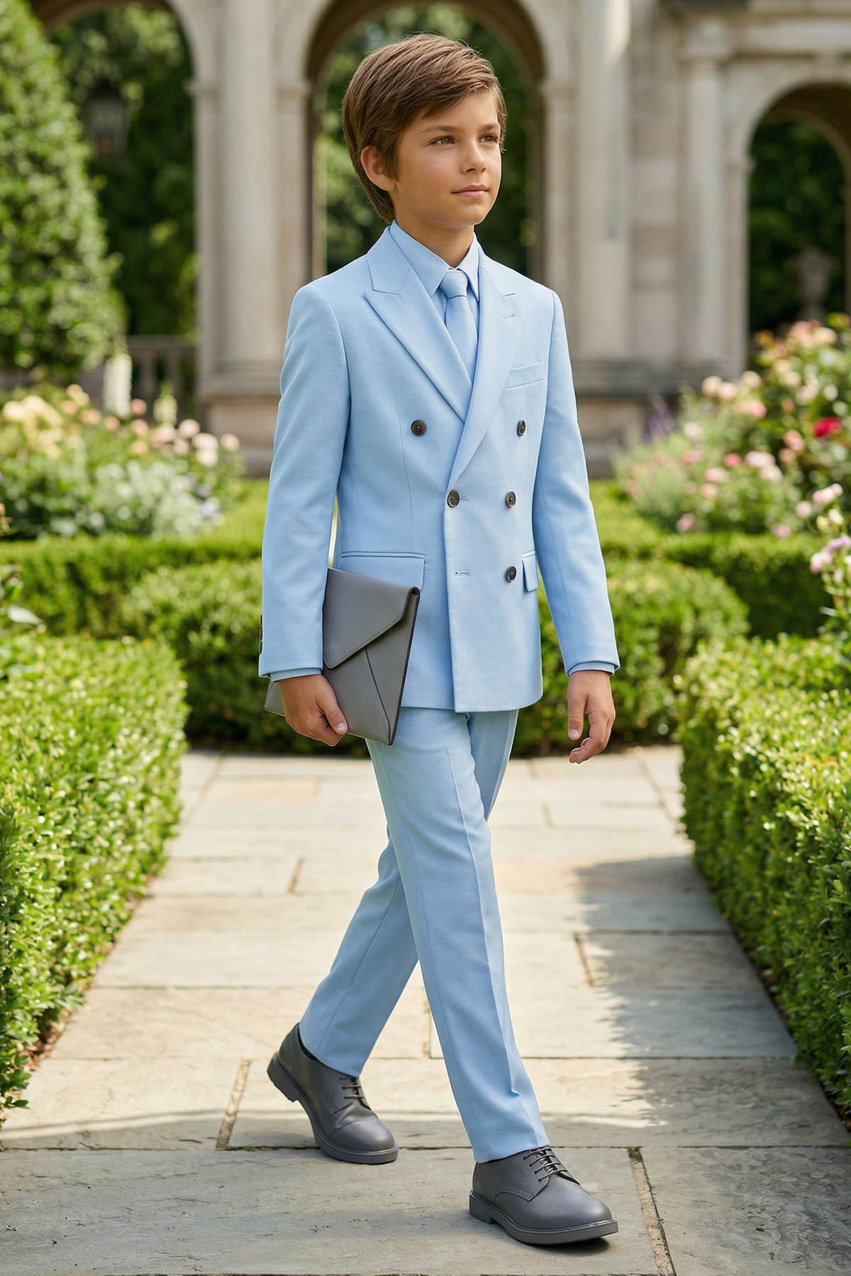 Sky Blue Double-Breasted 2-Piece Suit