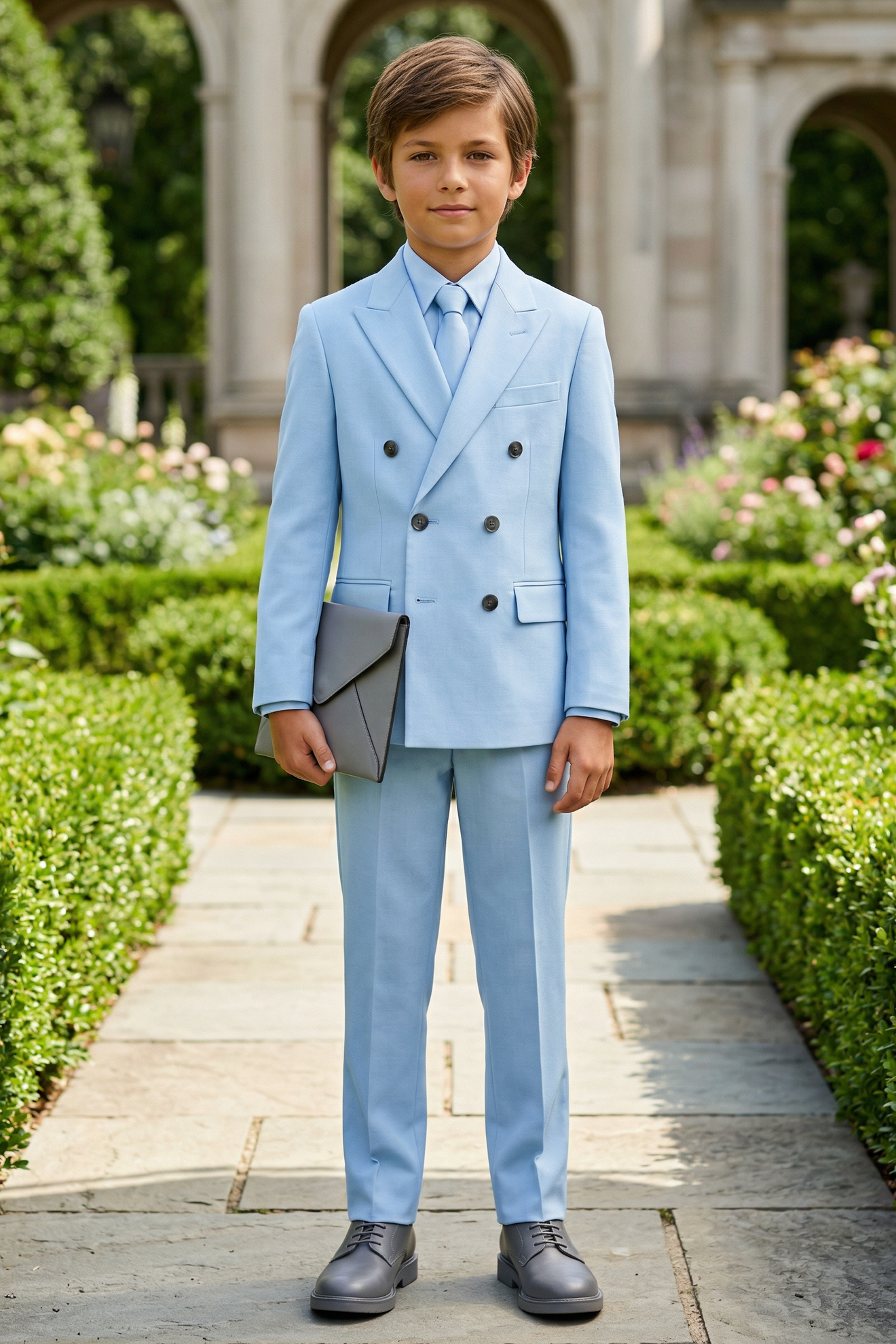 Sky Blue Double-Breasted 2-Piece Suit
