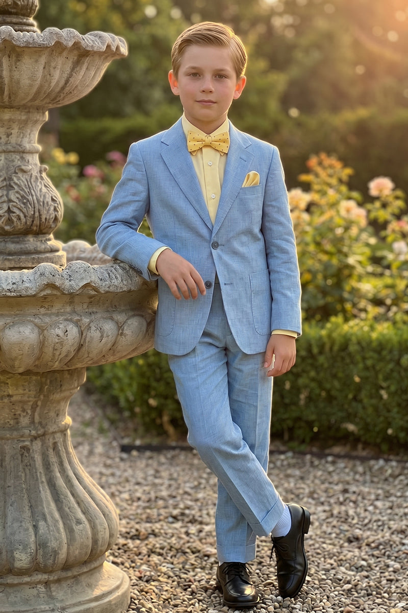 Boys Light Blue Linen 2-piece Suit for Garden Weddings
