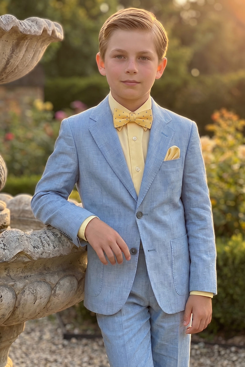 Boys Light Blue Linen 2-piece Suit for Garden Weddings
