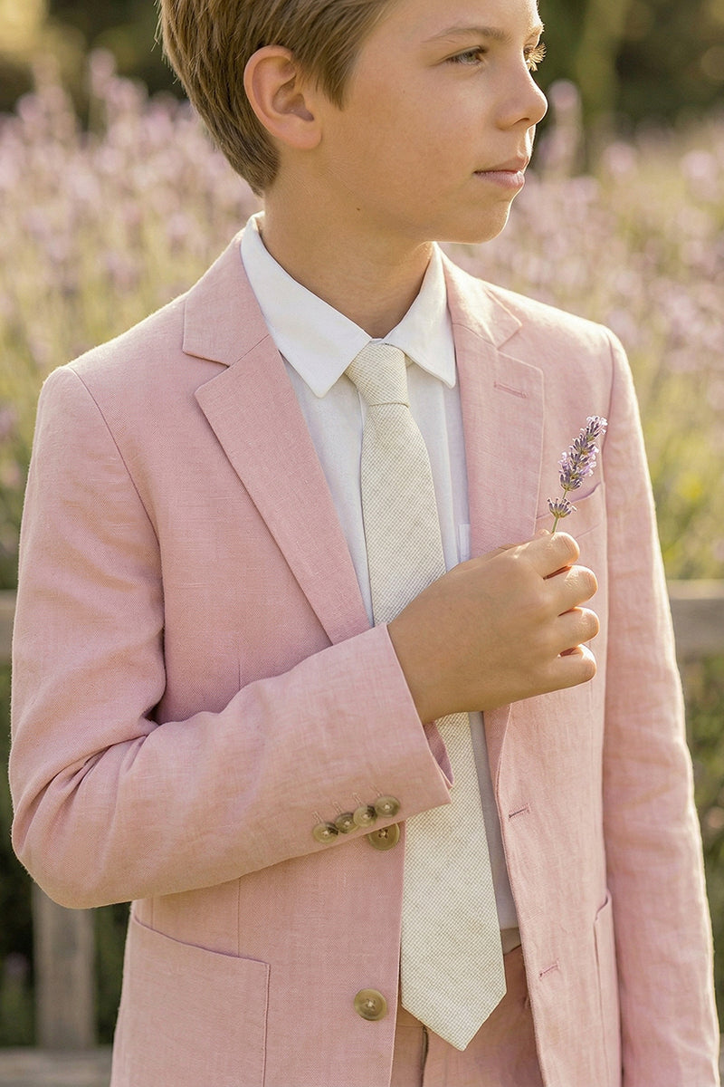 Boys Dusty Pink Linen 2-piece Suit for Garden Weddings