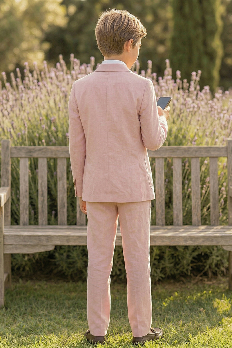 Boys Dusty Pink Linen 2-piece Suit for Garden Weddings