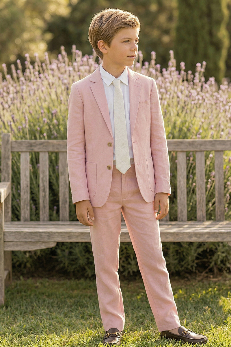 Boys Dusty Pink Linen 2-piece Suit for Garden Weddings