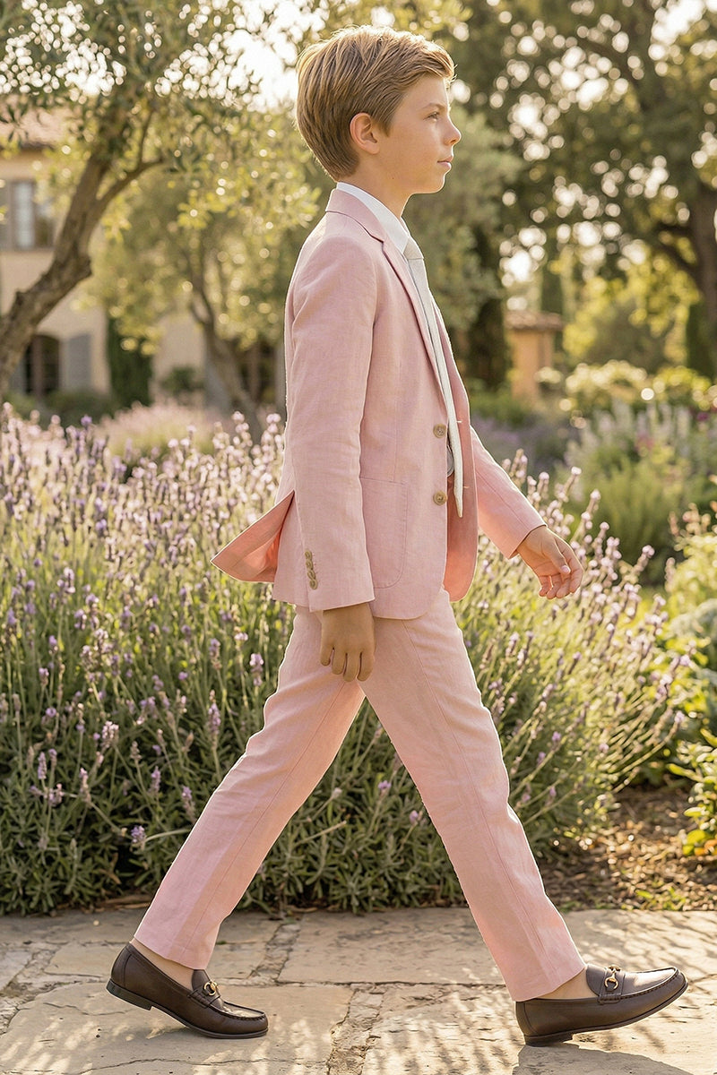 Boys Dusty Pink Linen 2-piece Suit for Garden Weddings