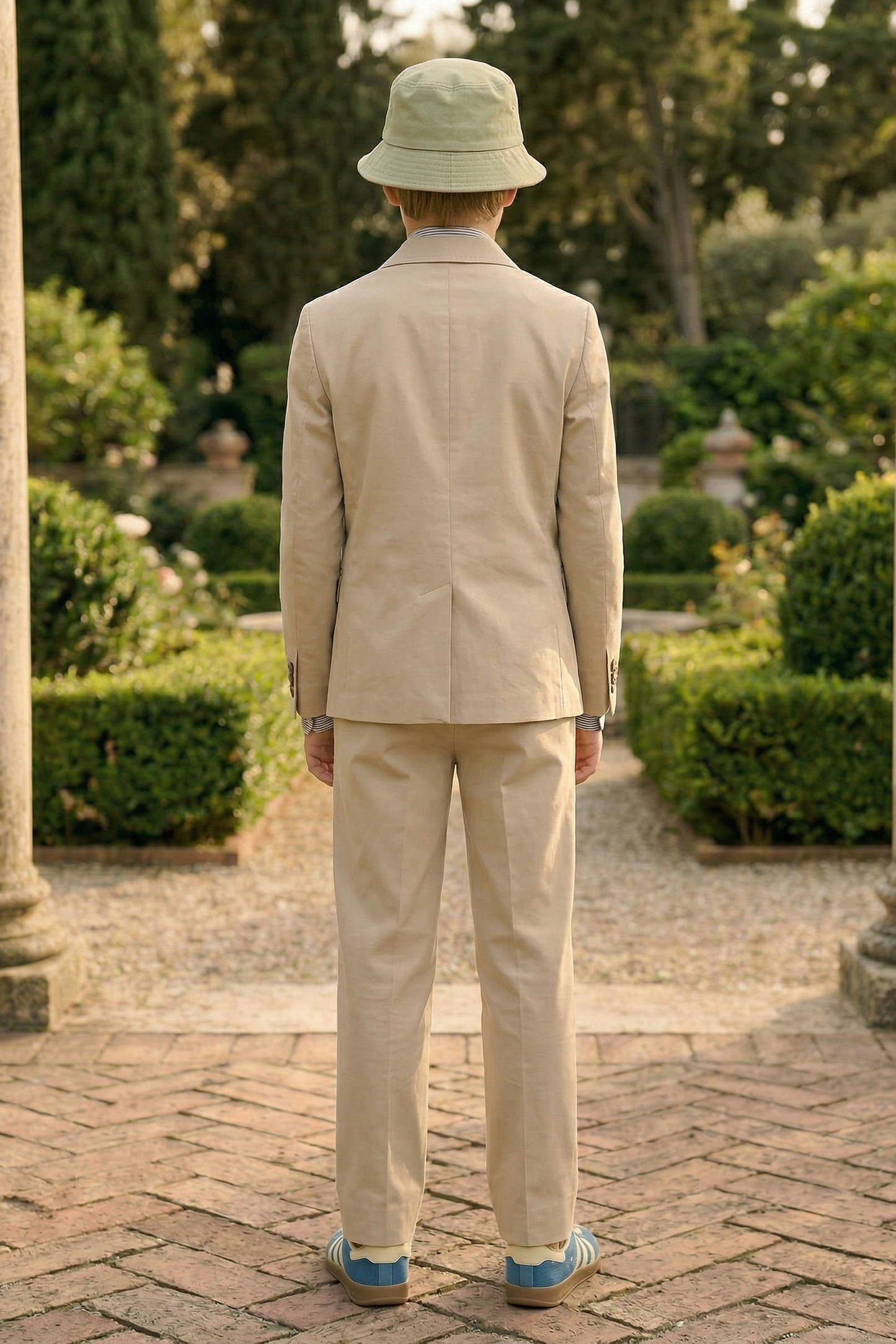 Light Khaki Cotton-Linen Single-Breasted 2-Piece Suit