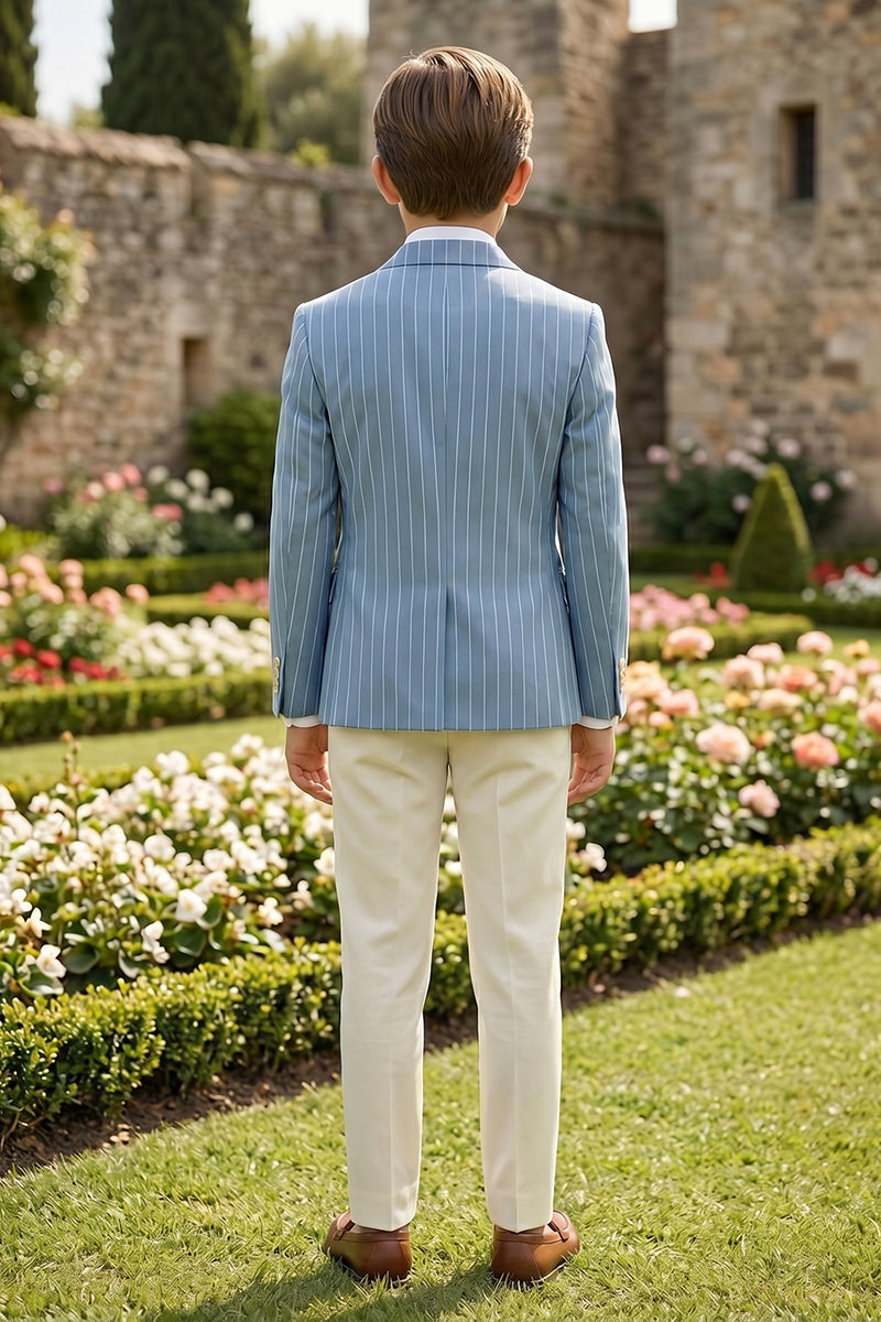 Boys Light Blue Pinstripe Double-Breasted 2-piece Suit