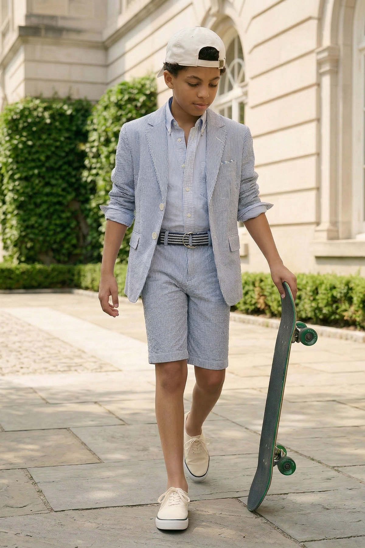 Light Blue Pinstripe Seersucker 2-Piece Suit
