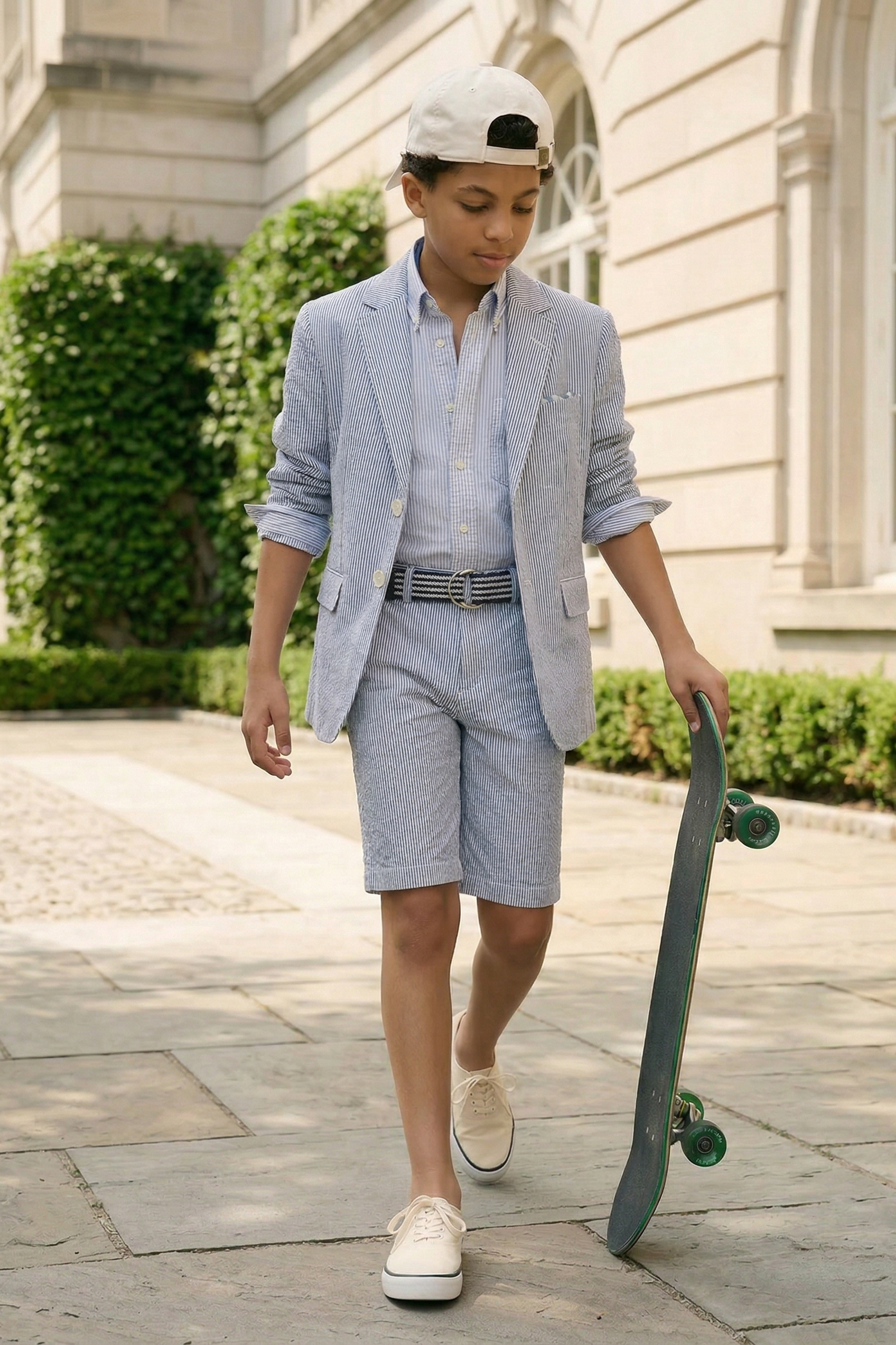 Light Blue Pinstripe Seersucker 2-Piece Suit