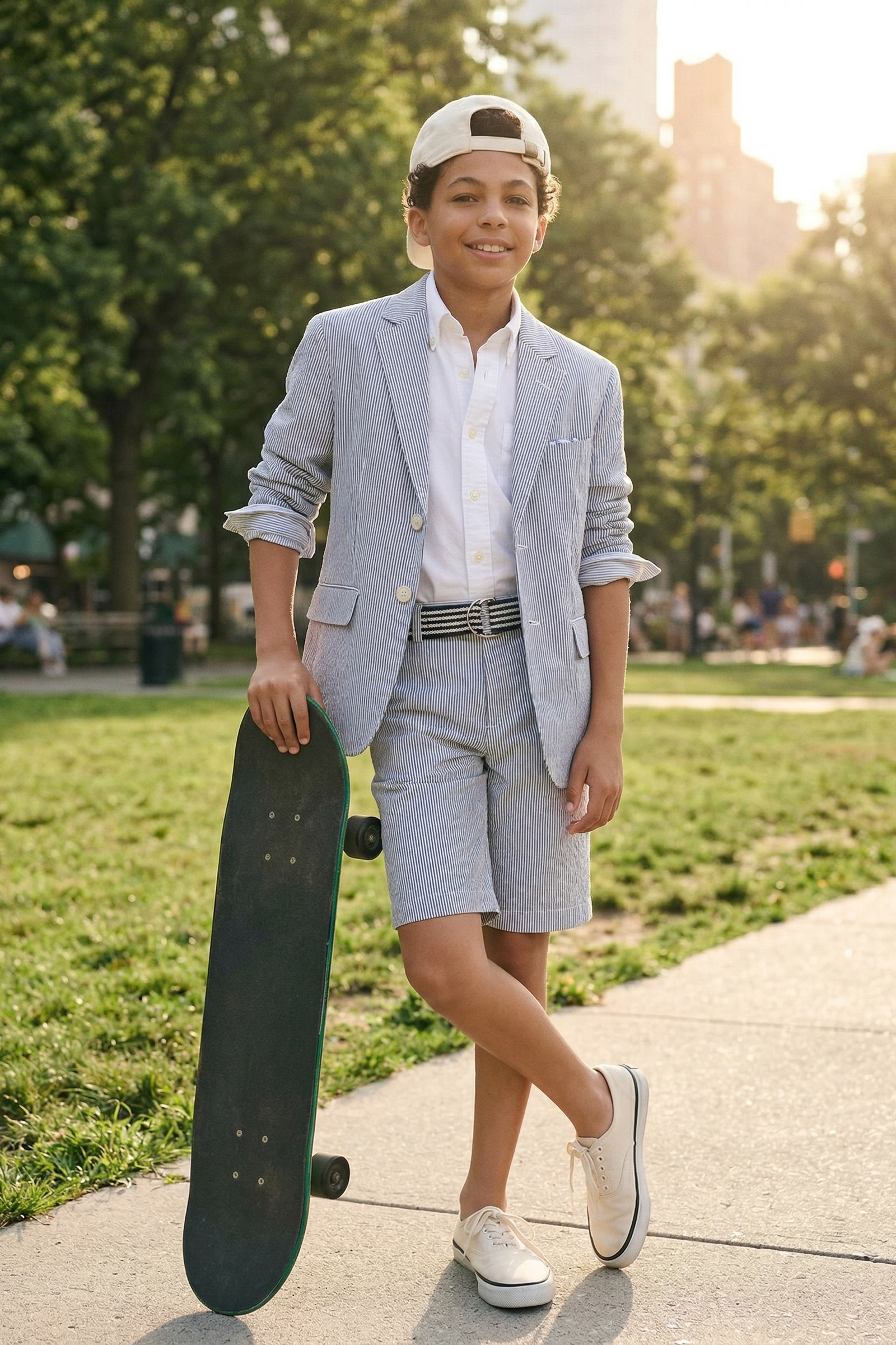 Light Blue Pinstripe Seersucker 2-Piece Suit