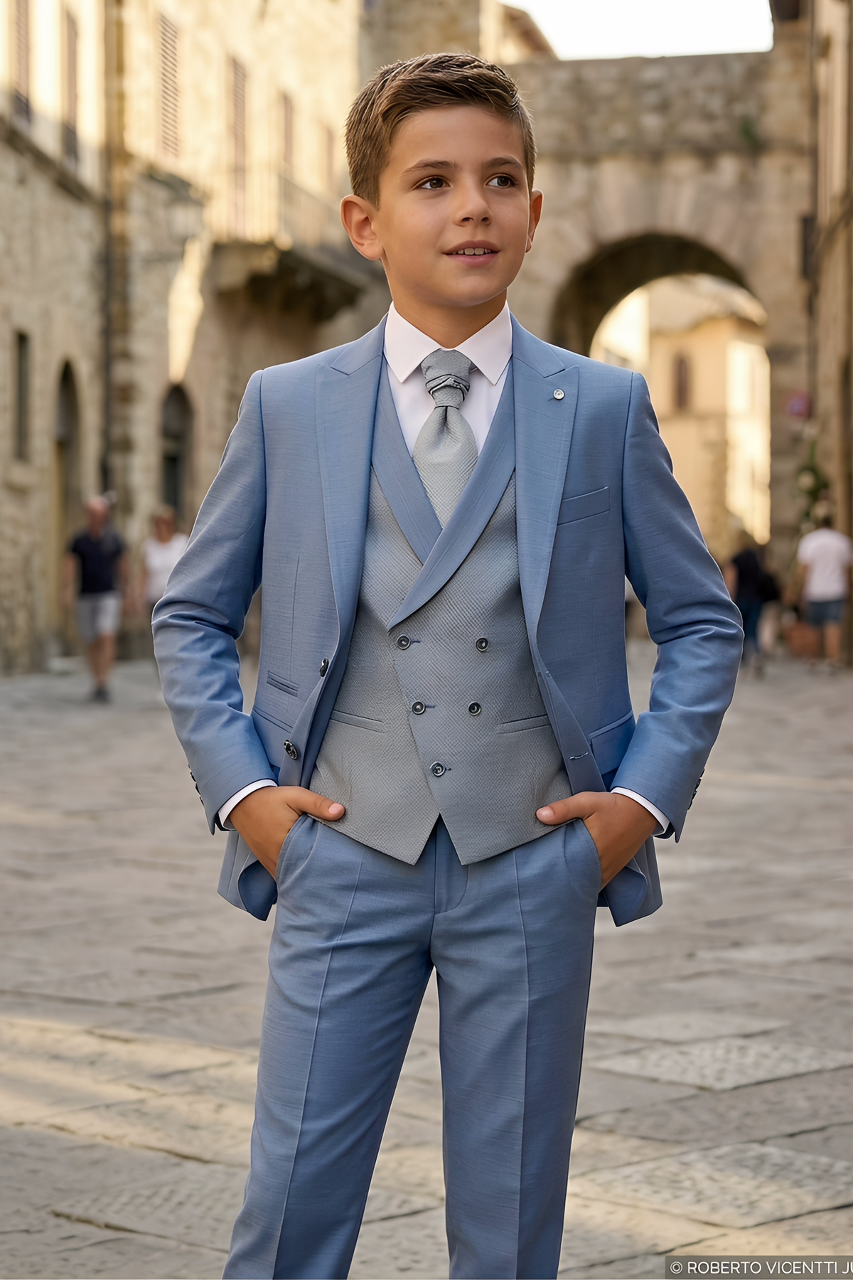 Blue Single-Breasted 3-Piece Suit
