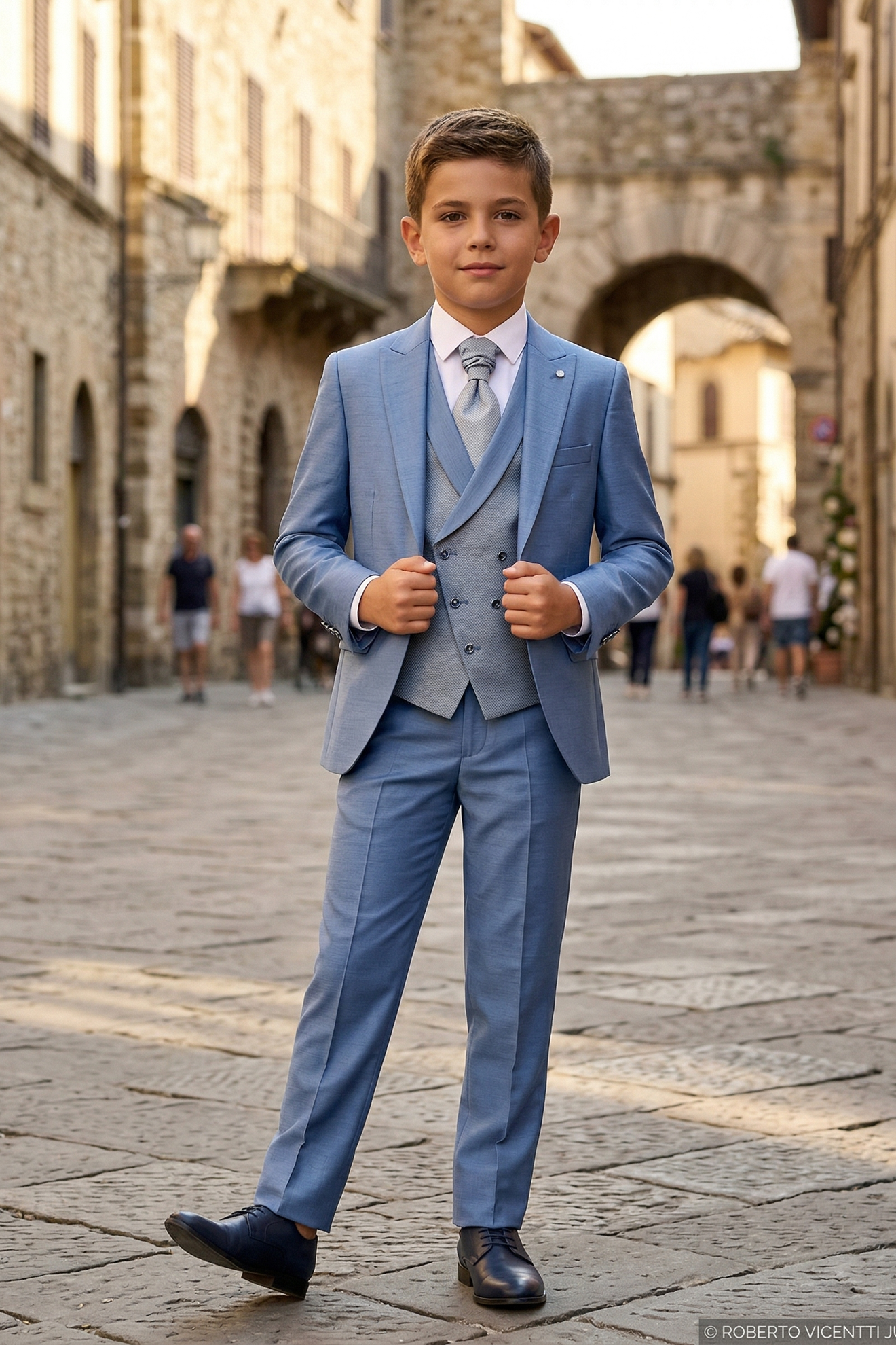 Blue Single-Breasted 3-Piece Suit