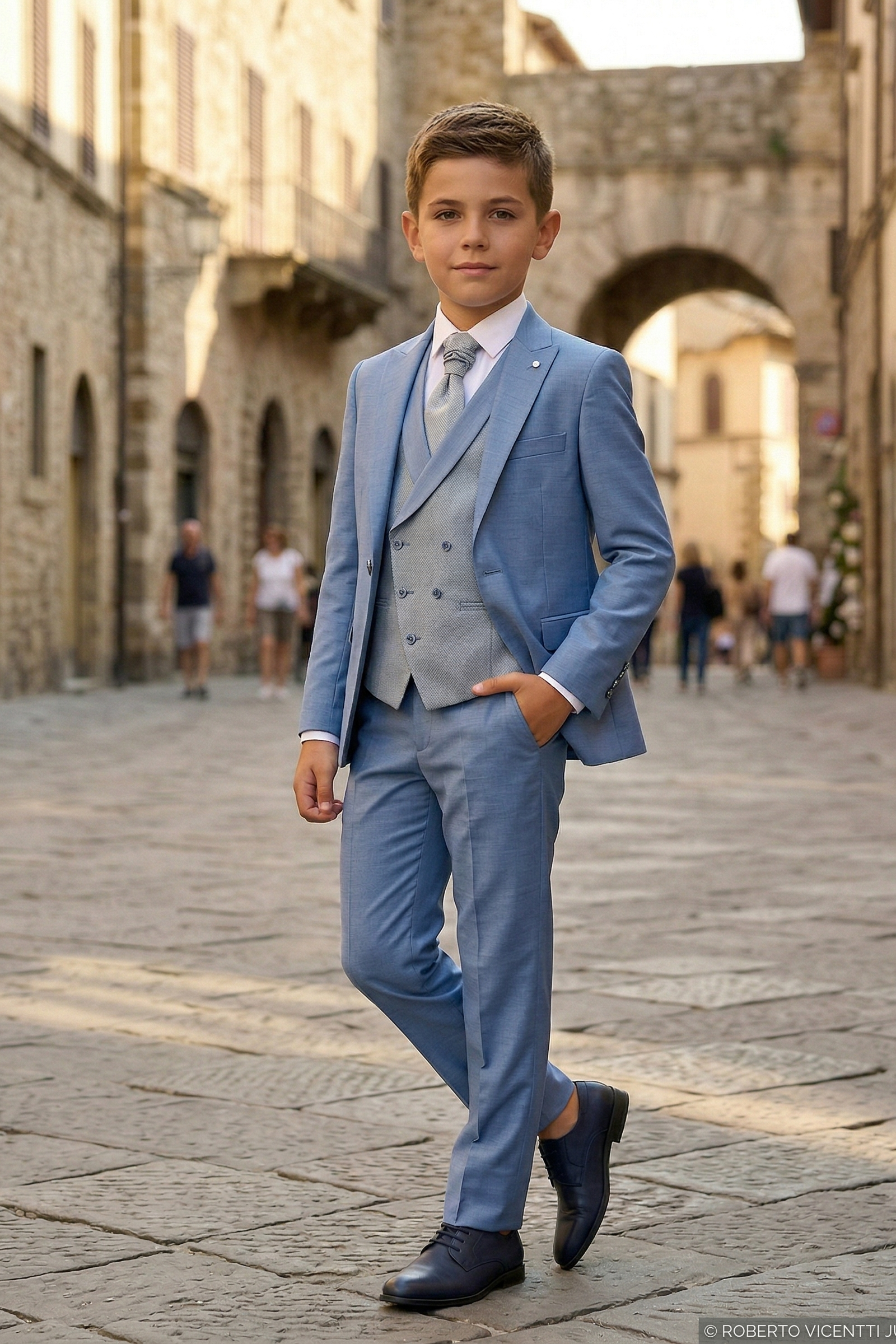Blue Single-Breasted 3-Piece Suit