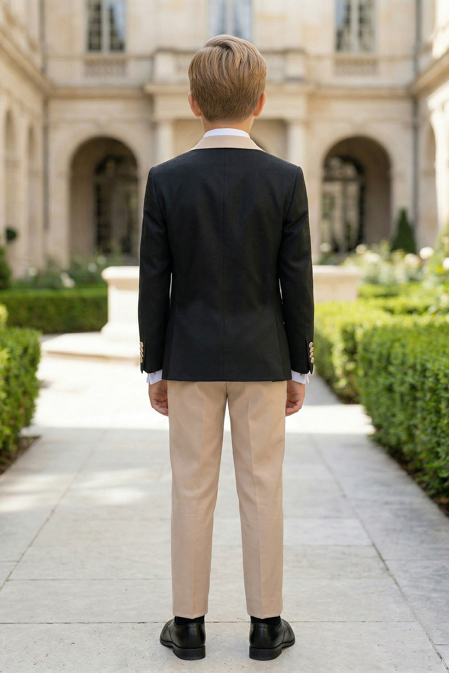 Black and Apricot Blend 3-Piece Suit