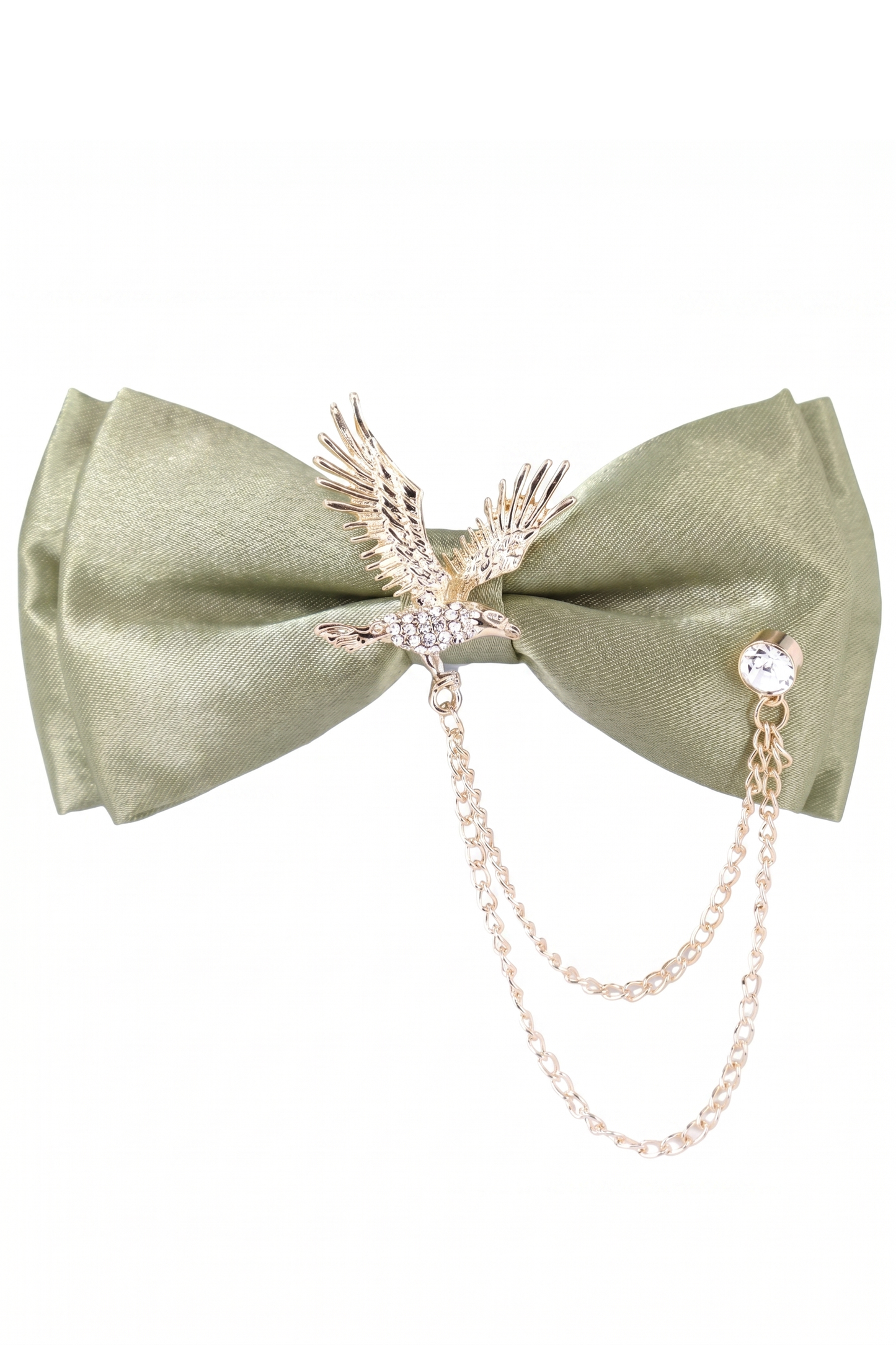 Boys Light Green Satin Animal Brooch Bow Tie
