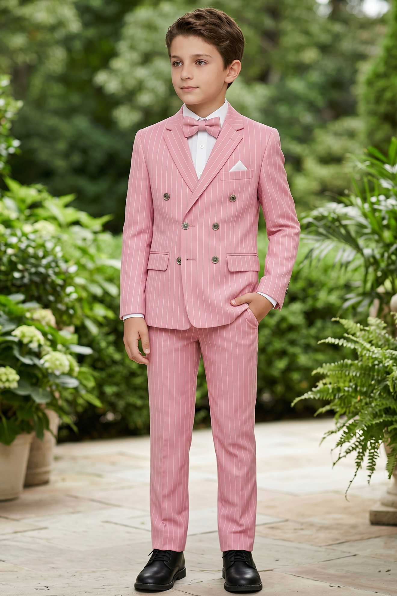 Pink Striped Double-Breasted 2-Piece Suit