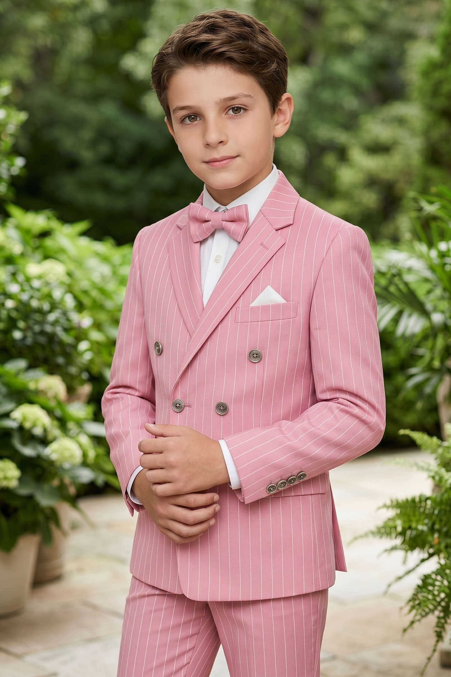 Pink Striped Double-Breasted 2-Piece Suit