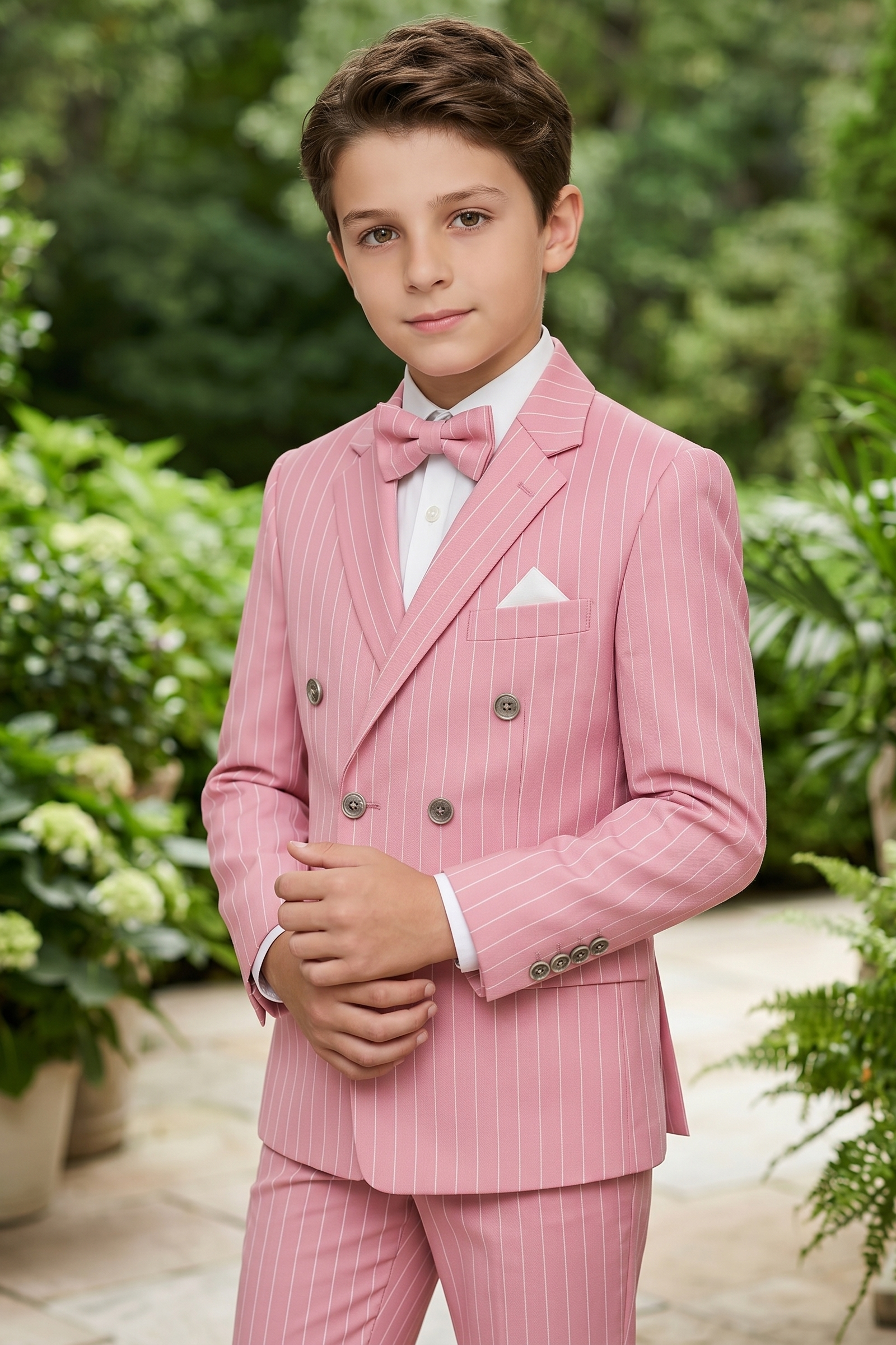 Pink Striped Double-Breasted 2-Piece Suit