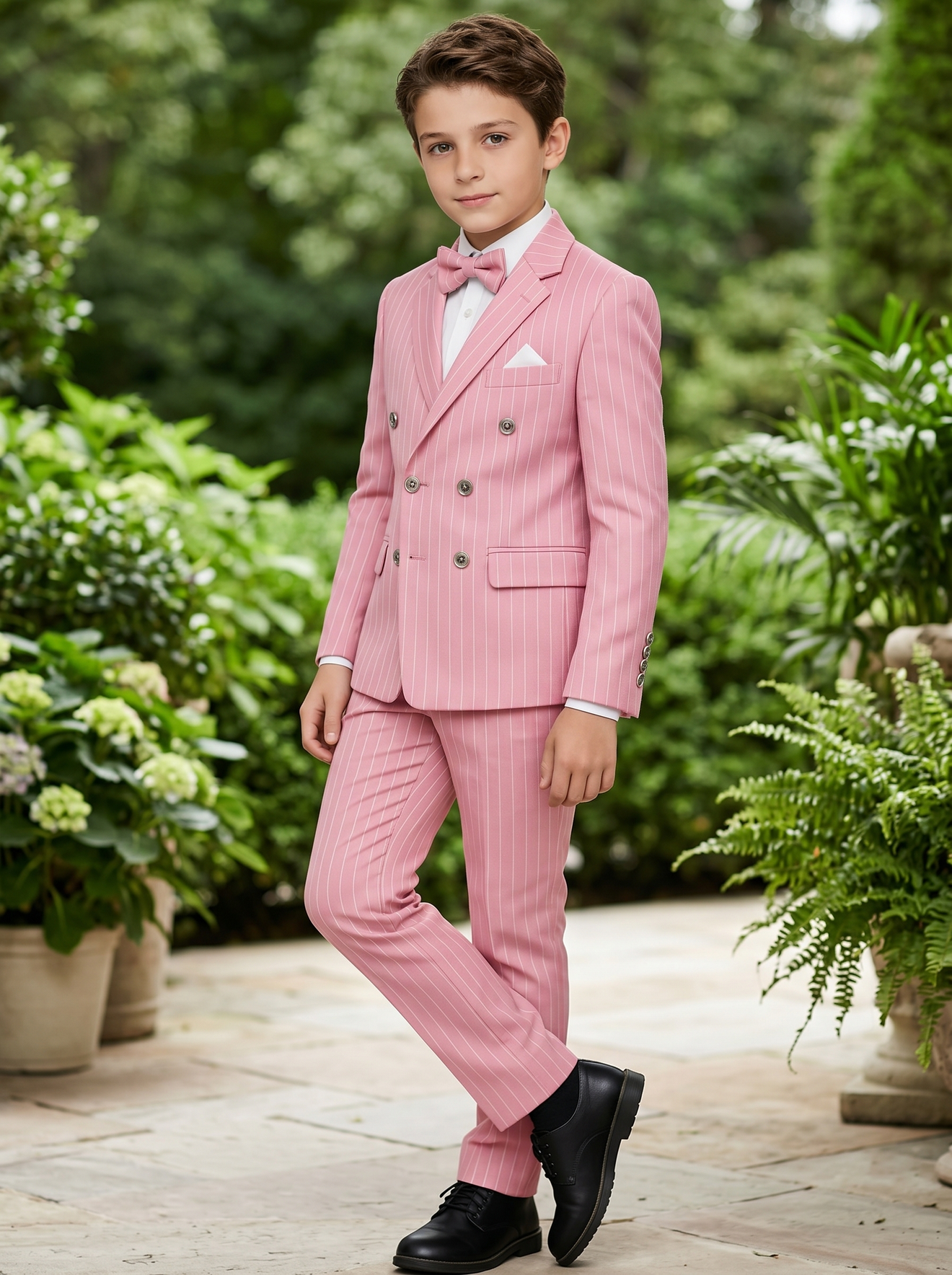 Pink Striped Double-Breasted 2-Piece Suit
