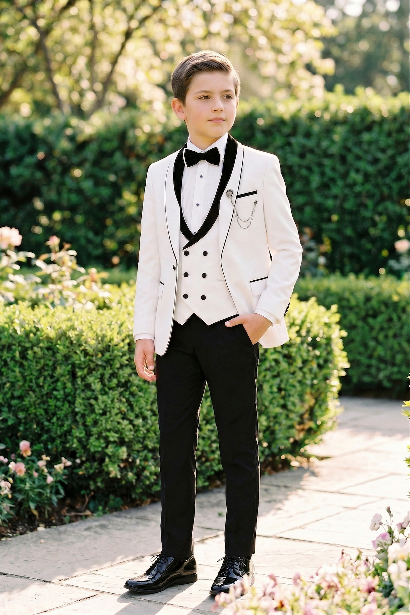 Black And White Color-Blocked 3-Piece Suit