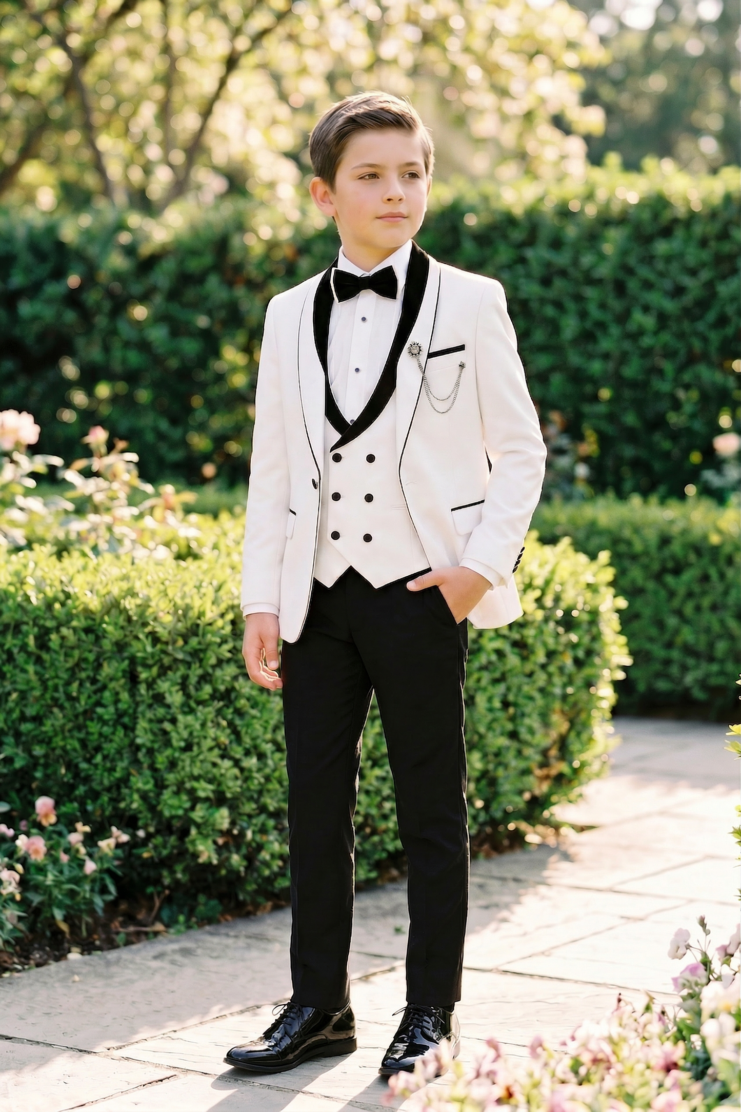 Black And White Color-Blocked 3-Piece Suit