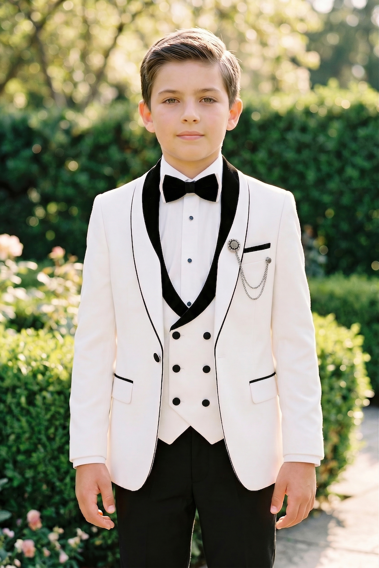 Black And White Color-Blocked 3-Piece Suit