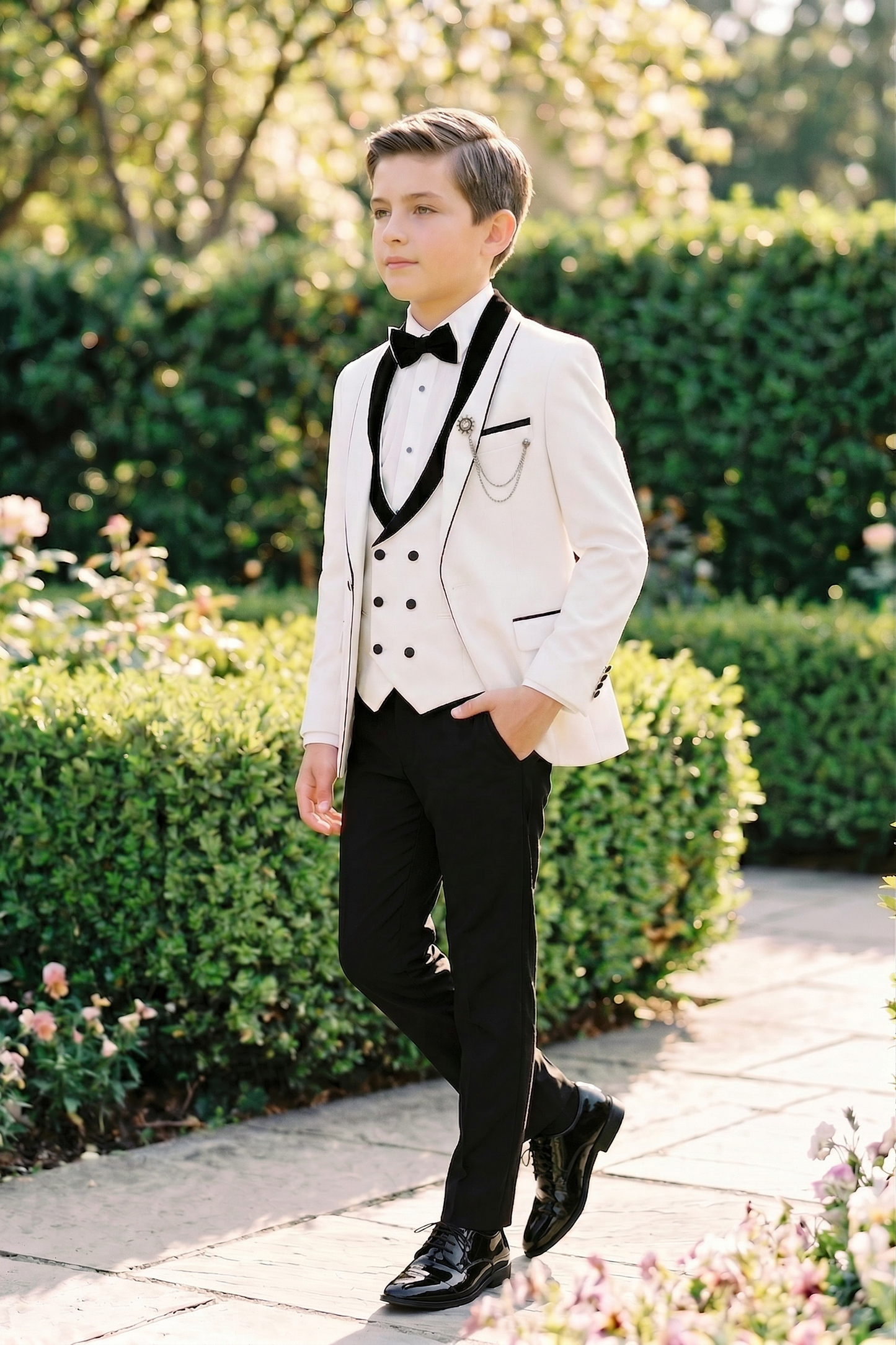 Black And White Color-Blocked 3-Piece Suit
