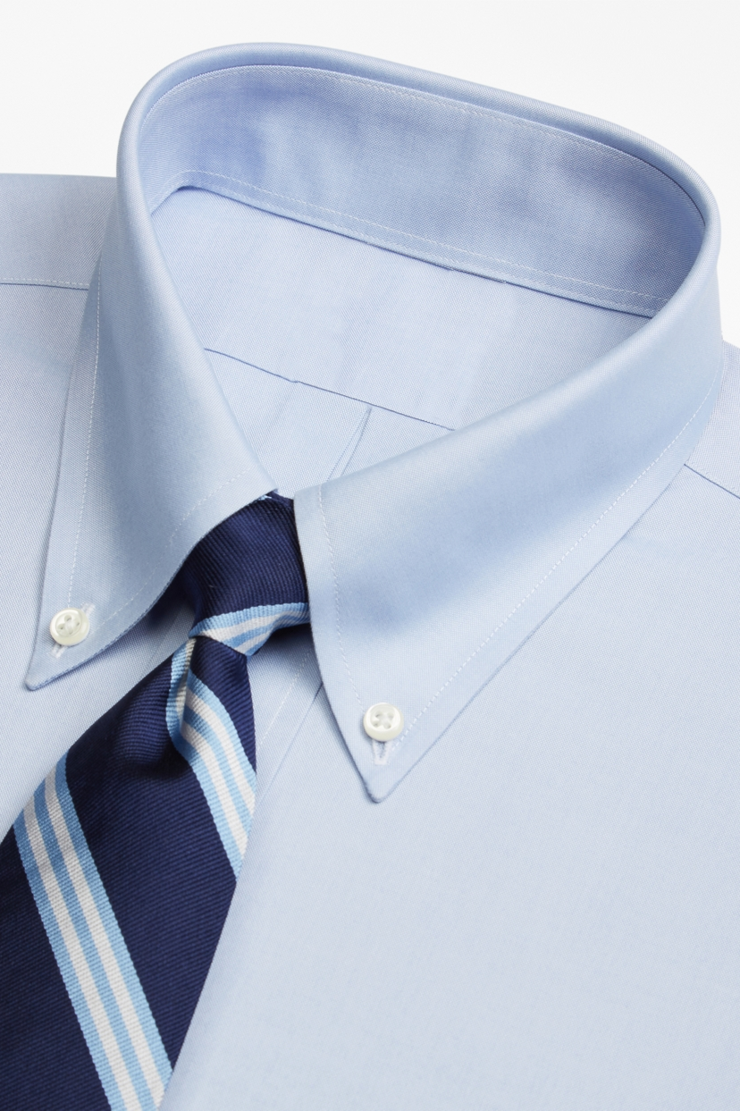 Blue Cotton Elegant Long-Sleeved Shirt