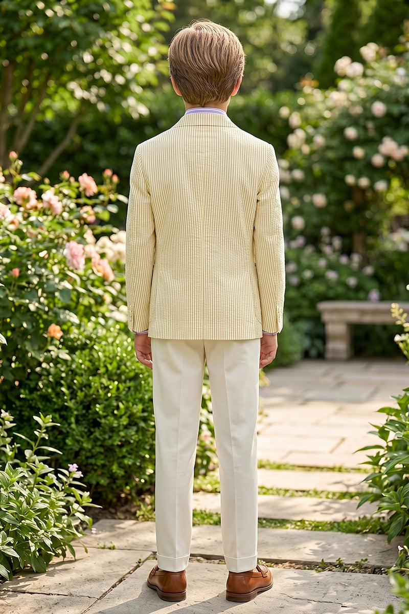Boys Cream Seersucker 2-piece Suit