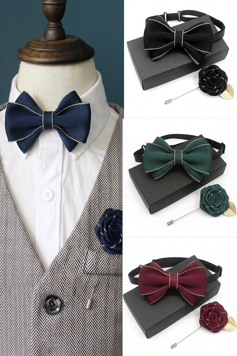 Boys Bow Tie & Lapel Pin Set for Weddings & Formal Events