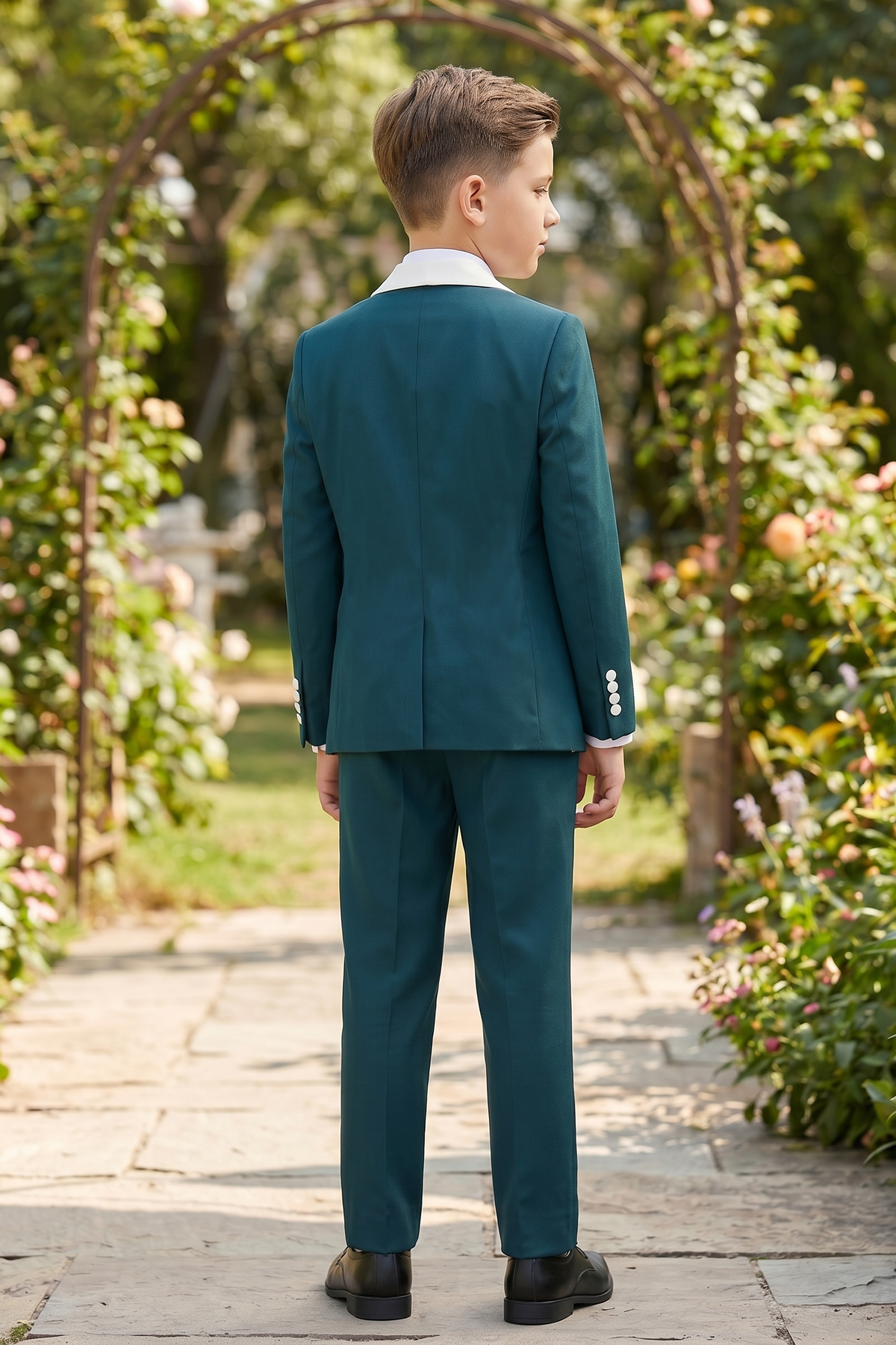Deep Lake Blue And White Shawl Collar 3-Piece Suit