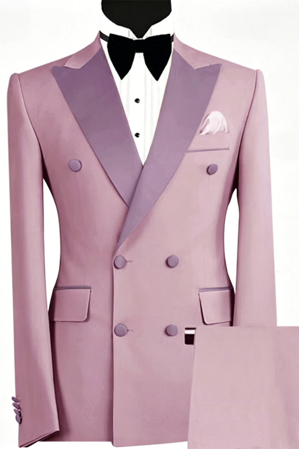 Purple Blended Satin Double-Breasted 2-Piece Suit