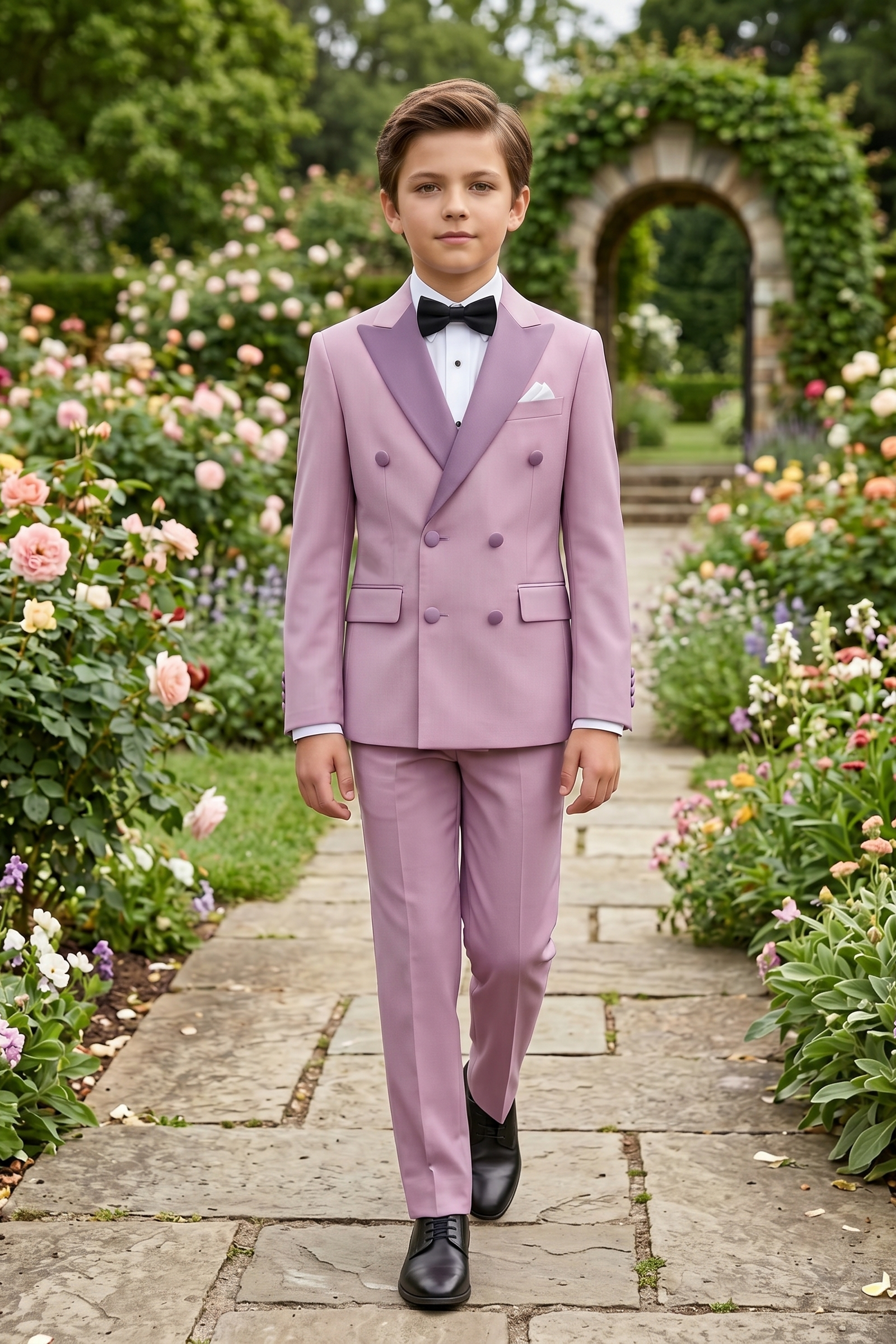 Purple Blended Satin Double-Breasted 2-Piece Suit