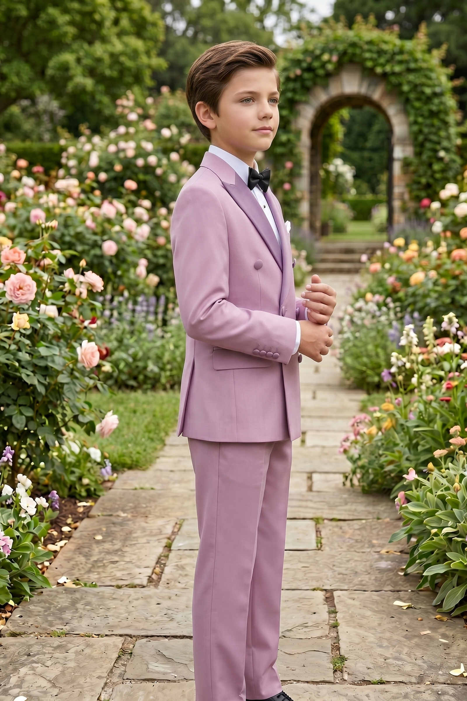 Purple Blended Satin Double-Breasted 2-Piece Suit