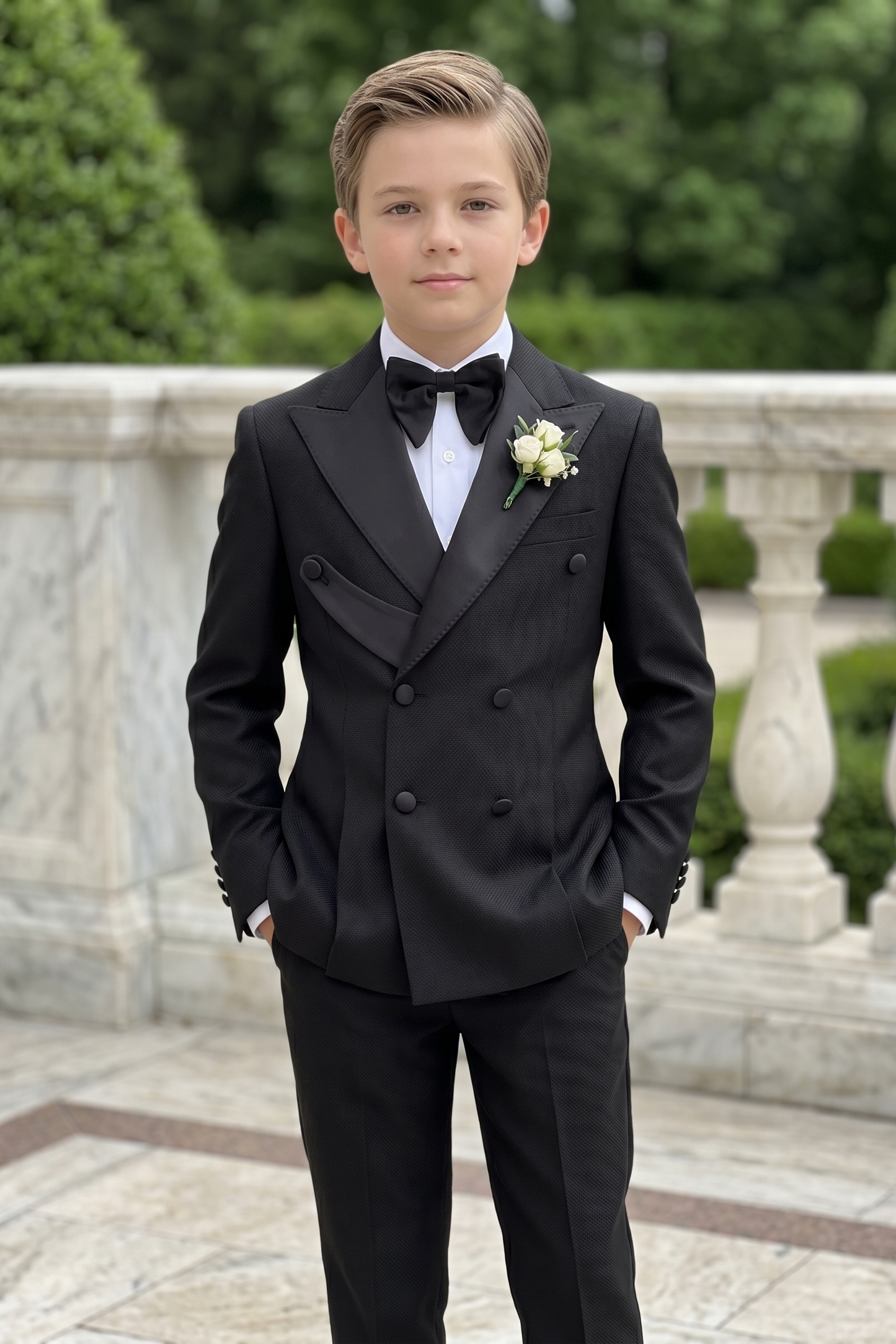 Black Blended Satin Double-Breasted 2-Piece Suit