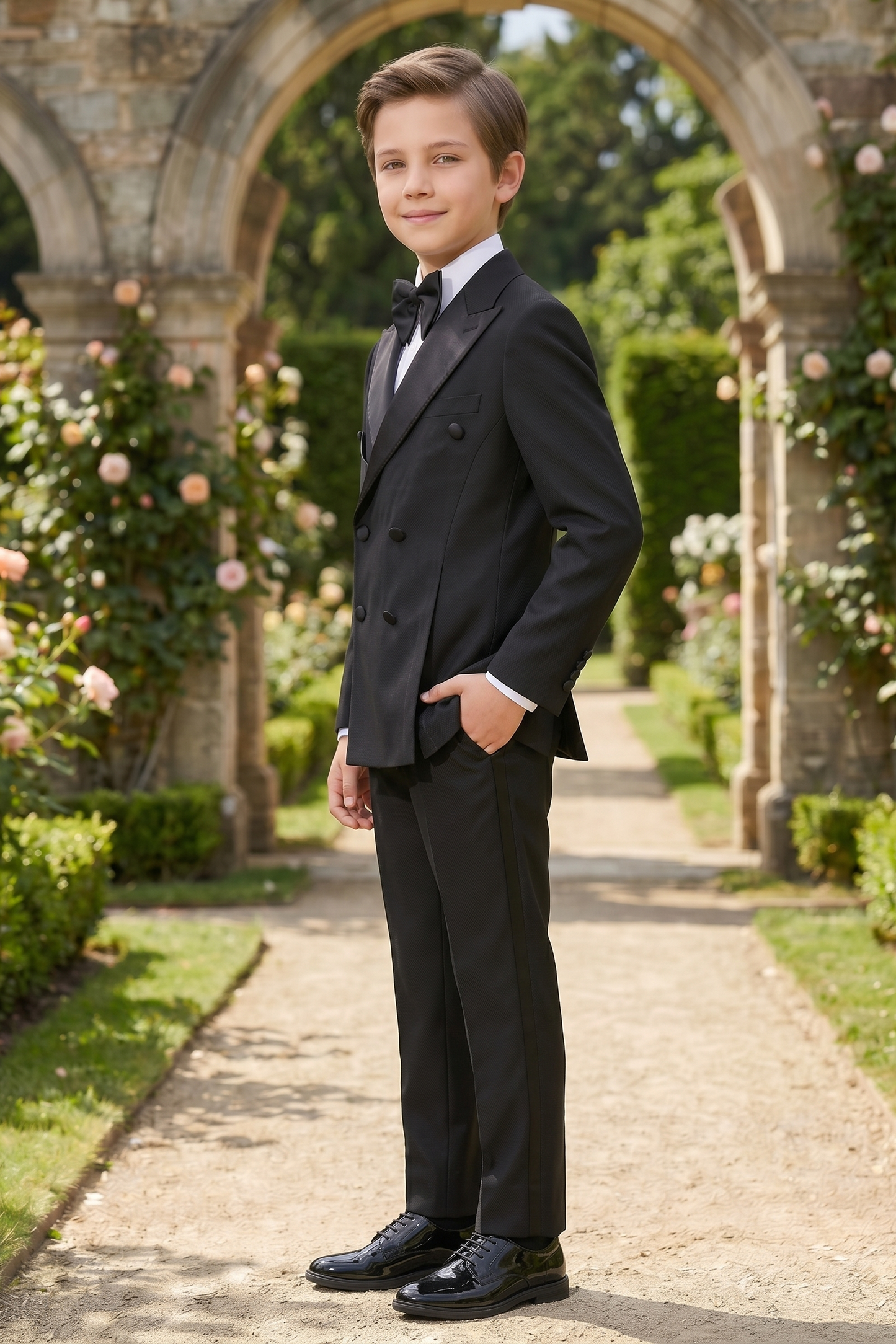 Black Blended Satin Double-Breasted 2-Piece Suit