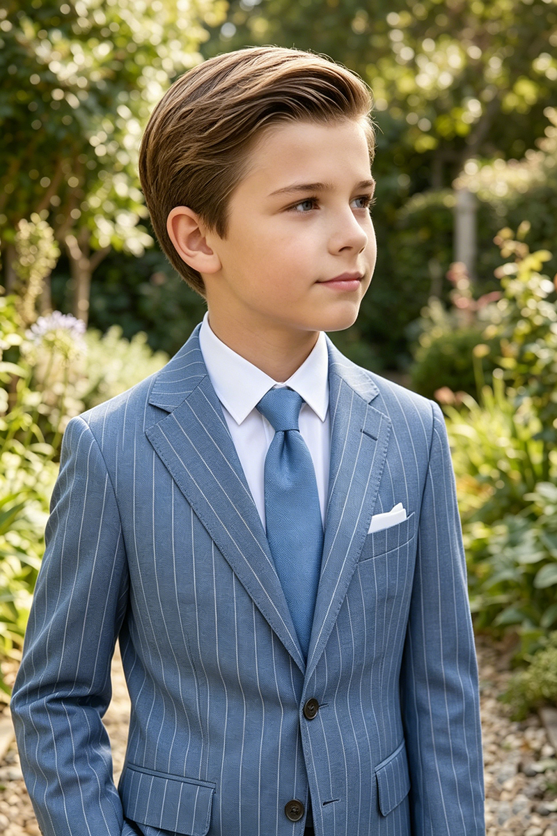 Boys Light Blue Pinstripe 2-piece Suit