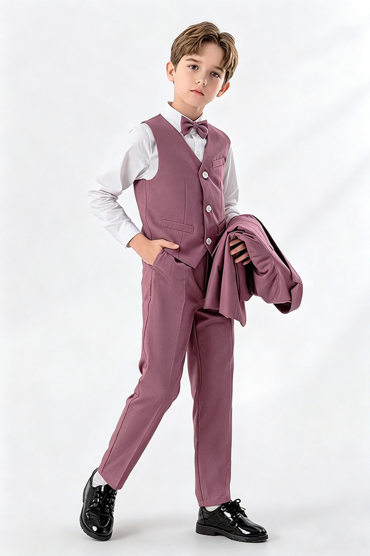 Dusty Rose Purple Single-Breasted 3-Piece Suit