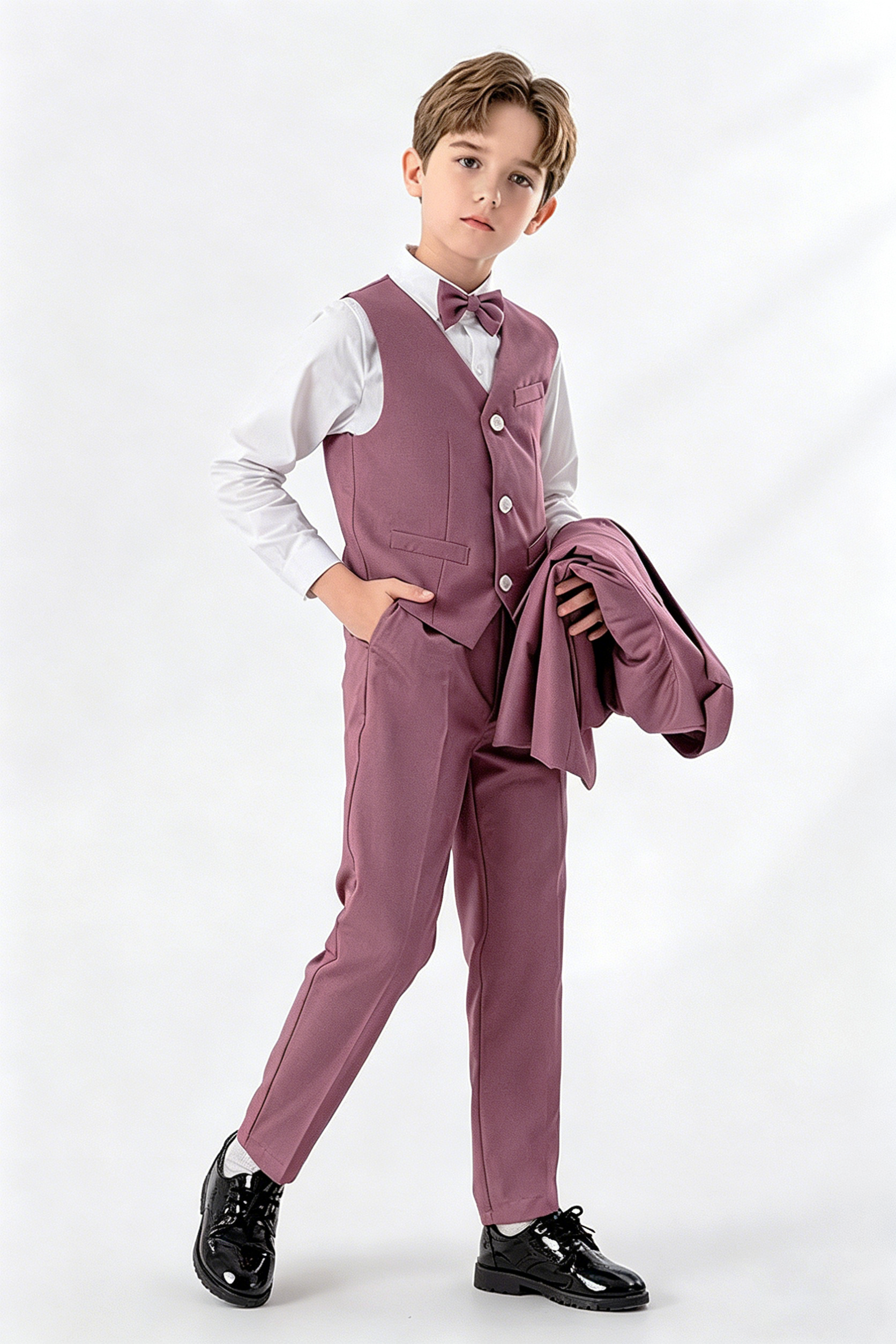 Dusty Rose Purple Single-Breasted 3-Piece Suit