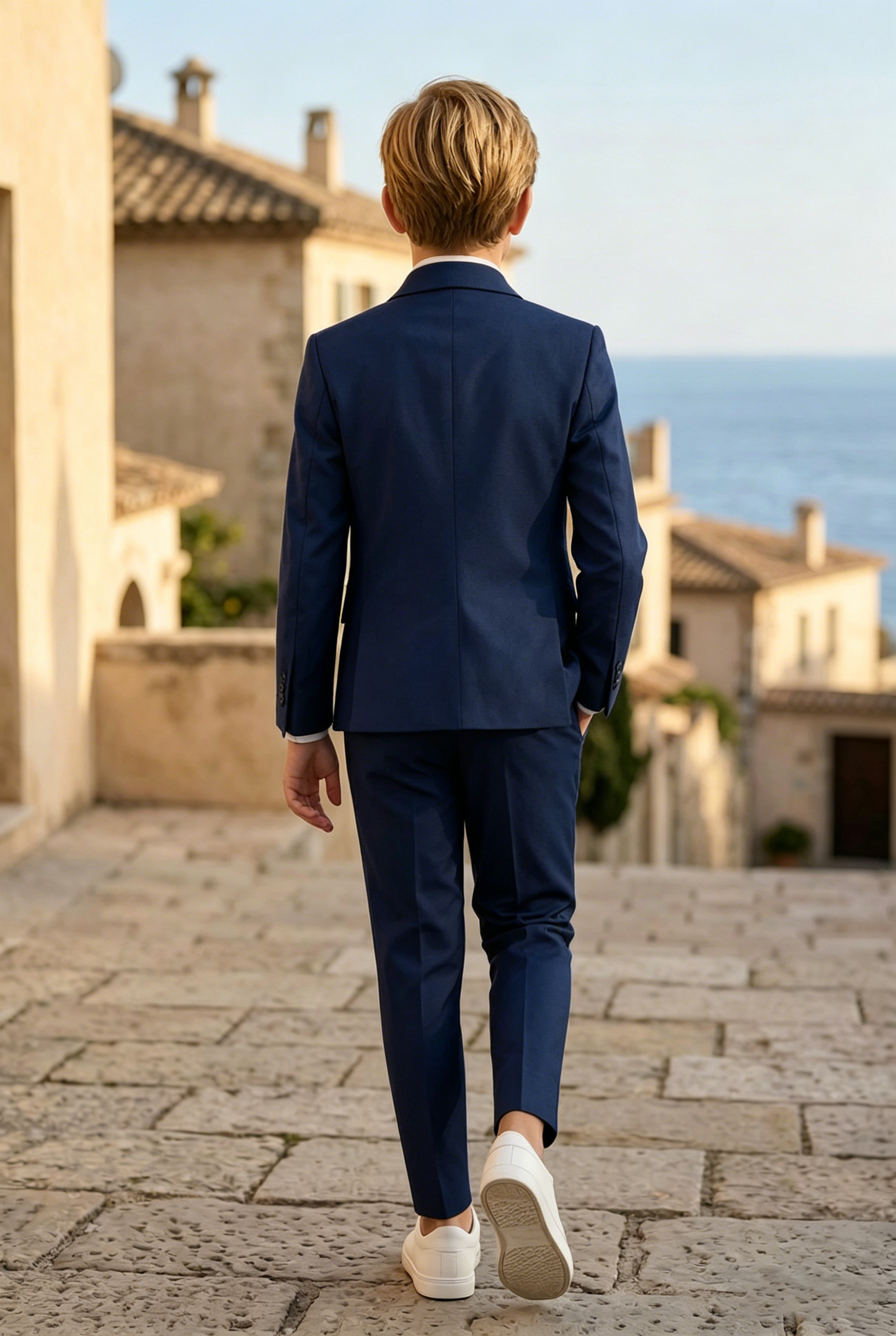 Navy Blue Single-Breasted 5-Piece Suit