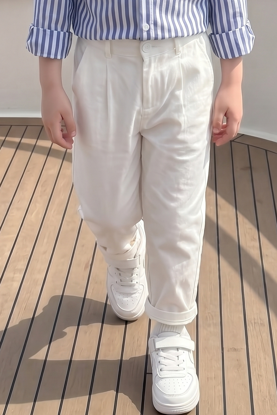 White Cotton-Linen Straight-Leg Suit Trousers