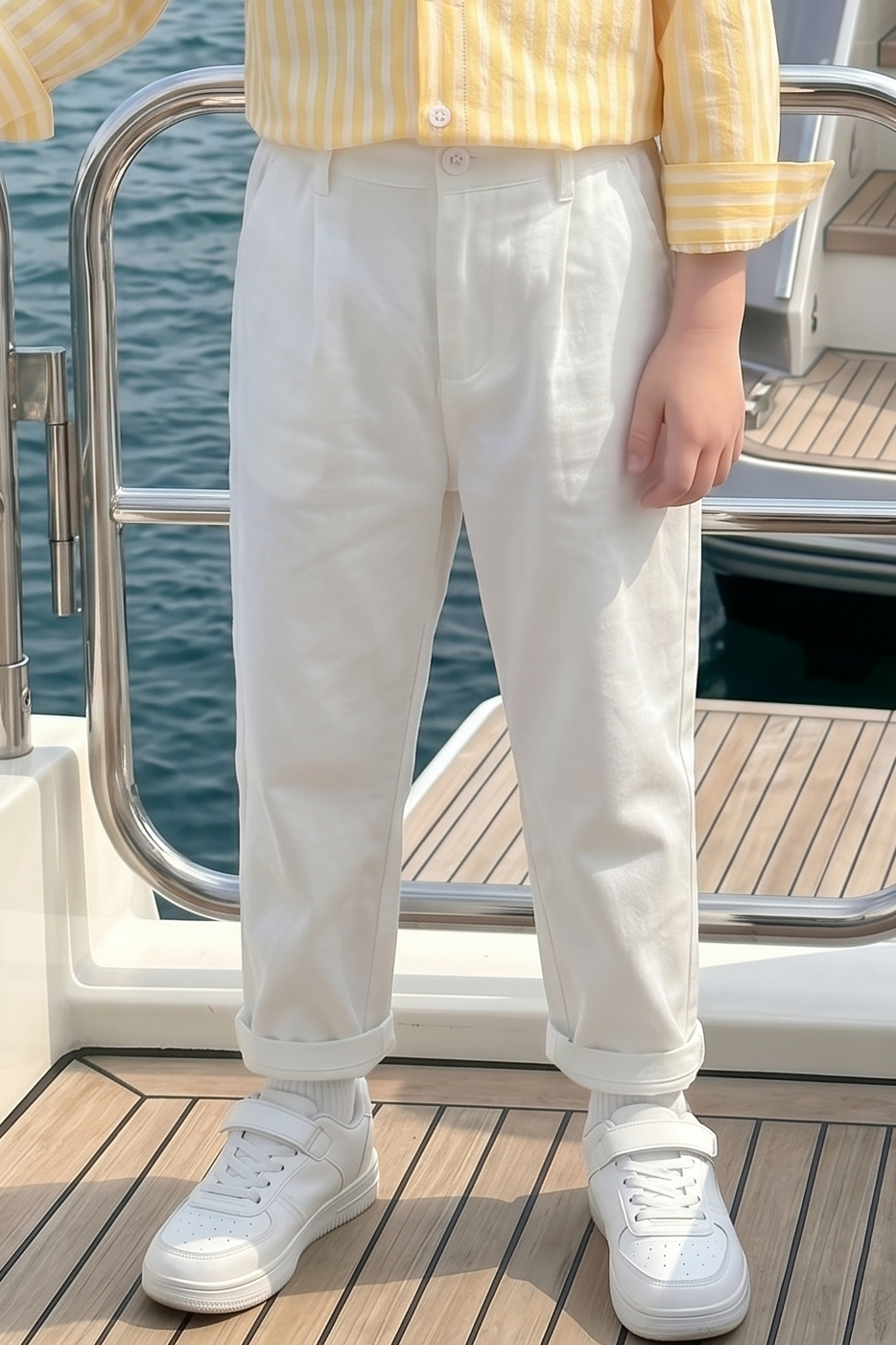 White Cotton-Linen Straight-Leg Suit Trousers