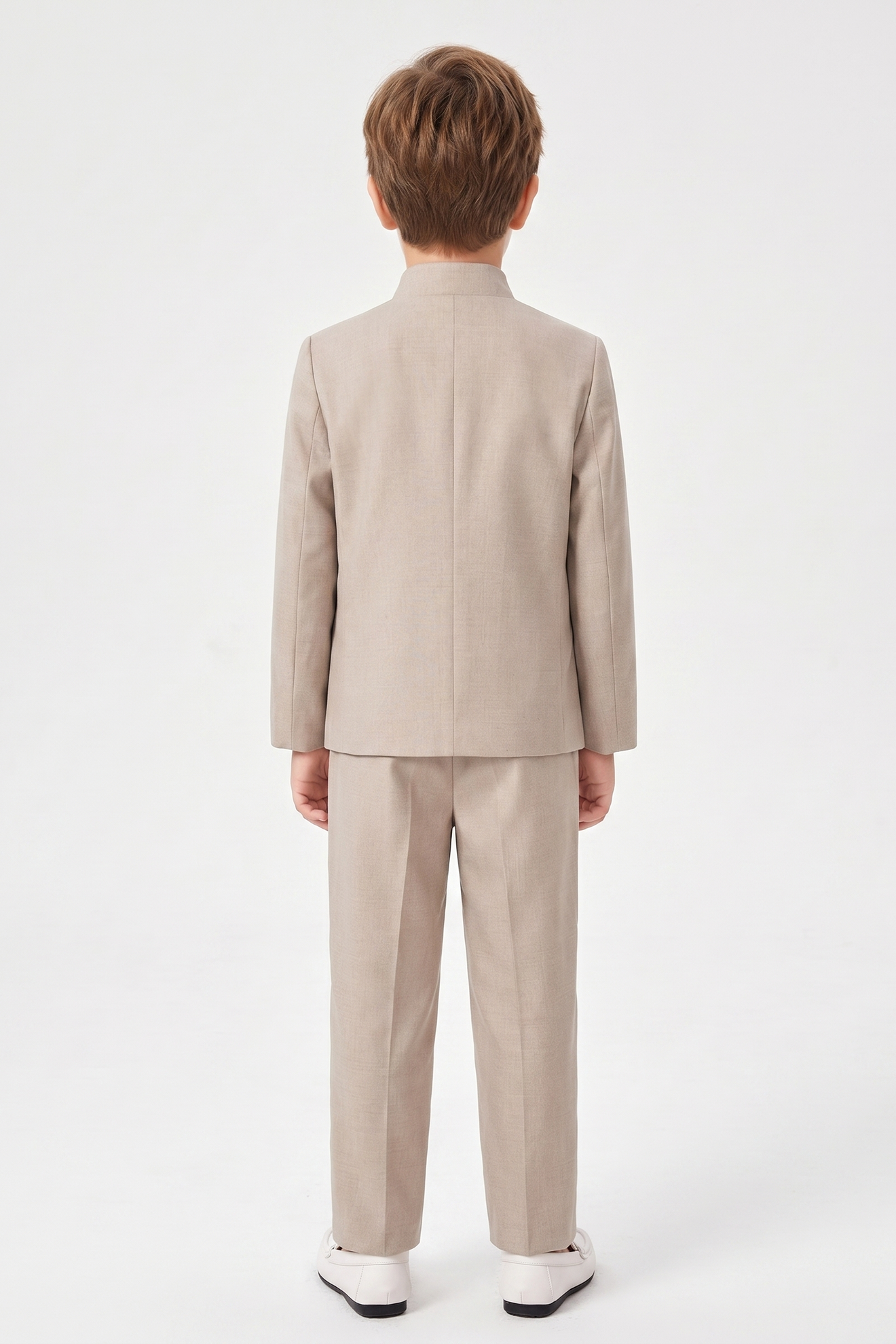 Oatmeal-Colored Cotton-Linen Single-Breasted 2-Piece Suit
