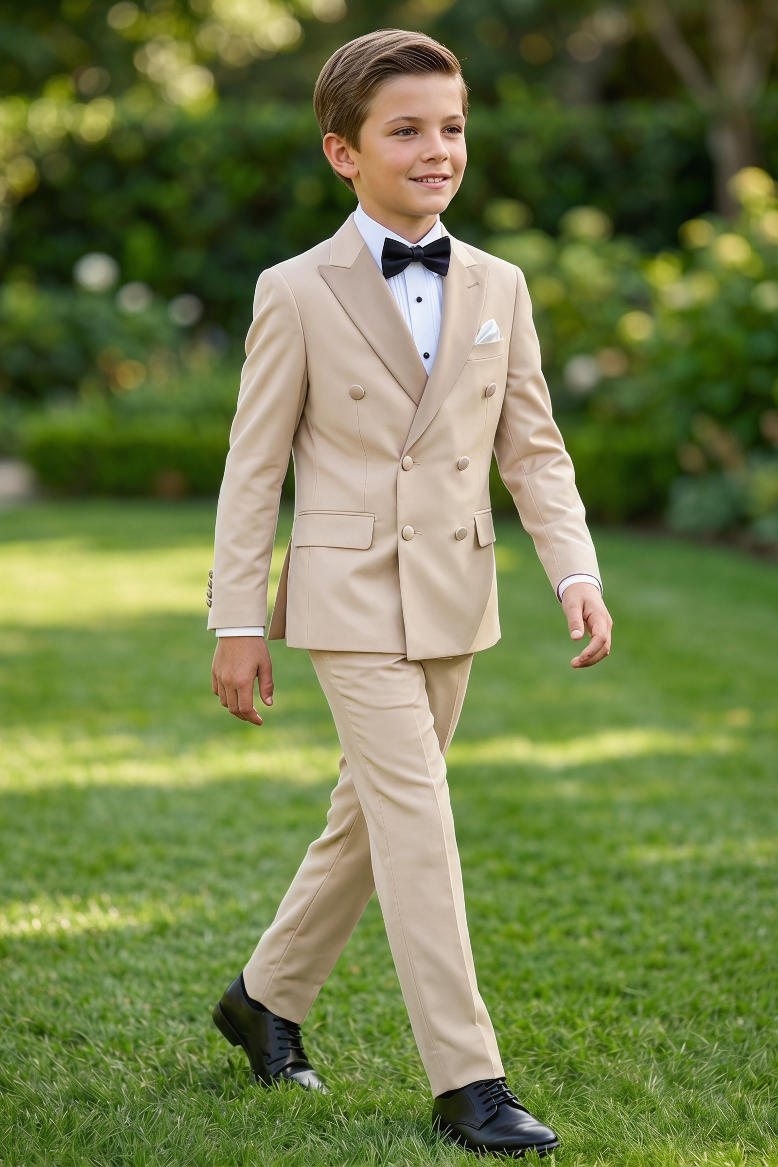 Light Champagne Satin Double-Breasted 2-Piece Suit