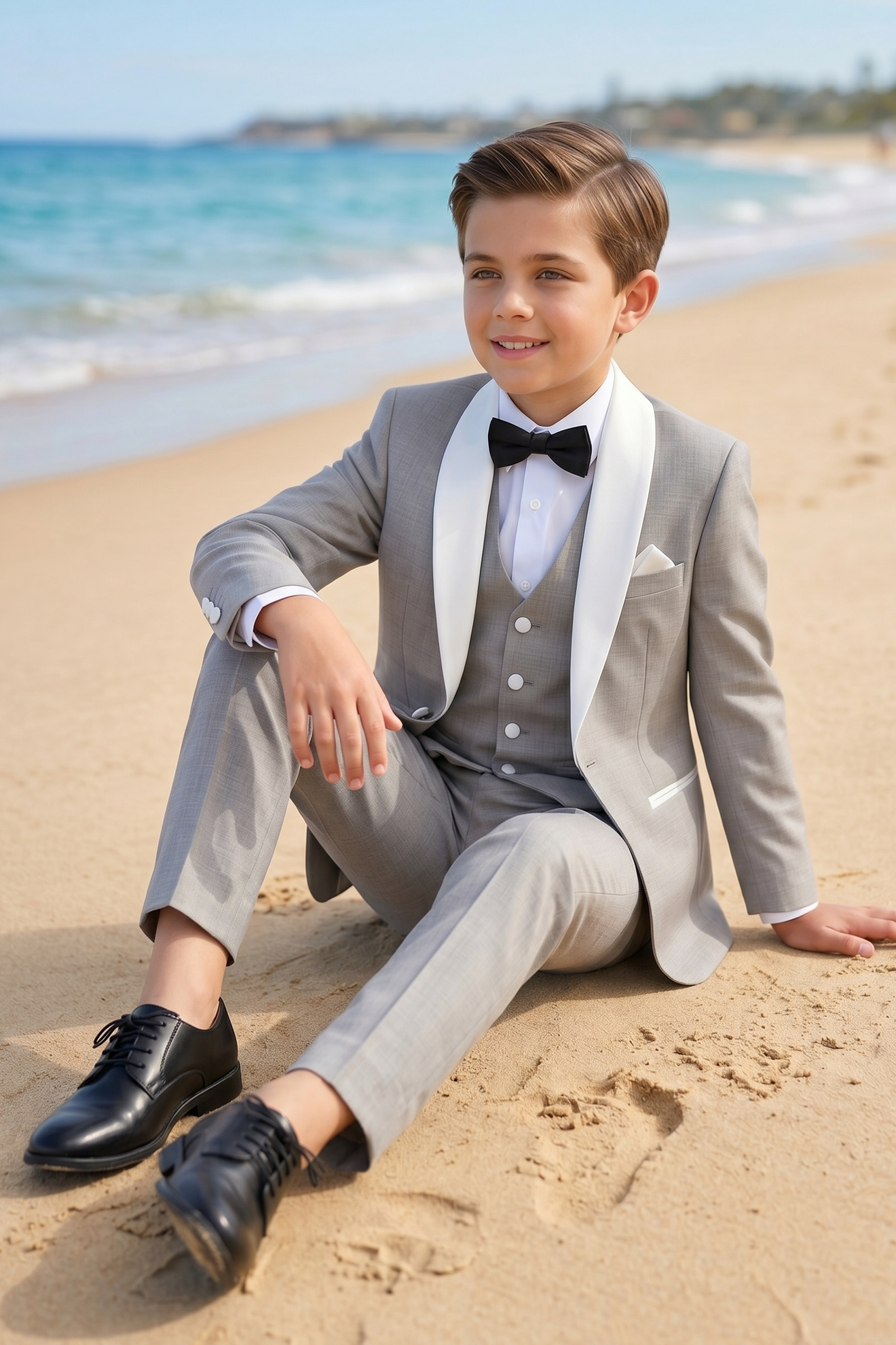 Light Gray And White Cotton Linen Single-Breasted 3-Piece Suit