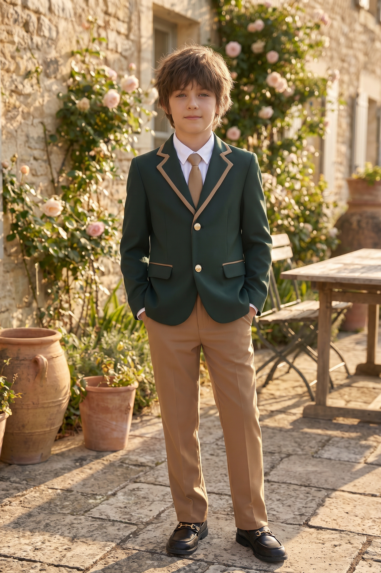 Green Serge-Blend 3-Piece Suit