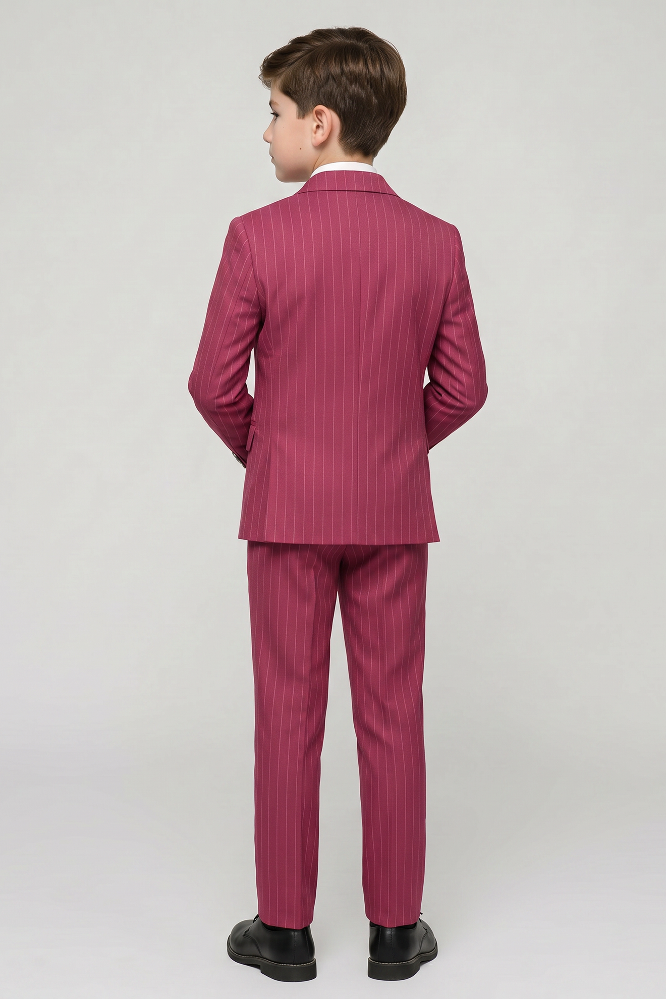 Dragon Fruit-Colored Fine-Striped Double-Breasted 2-Piece Suit¡ªIdeal for Weddings