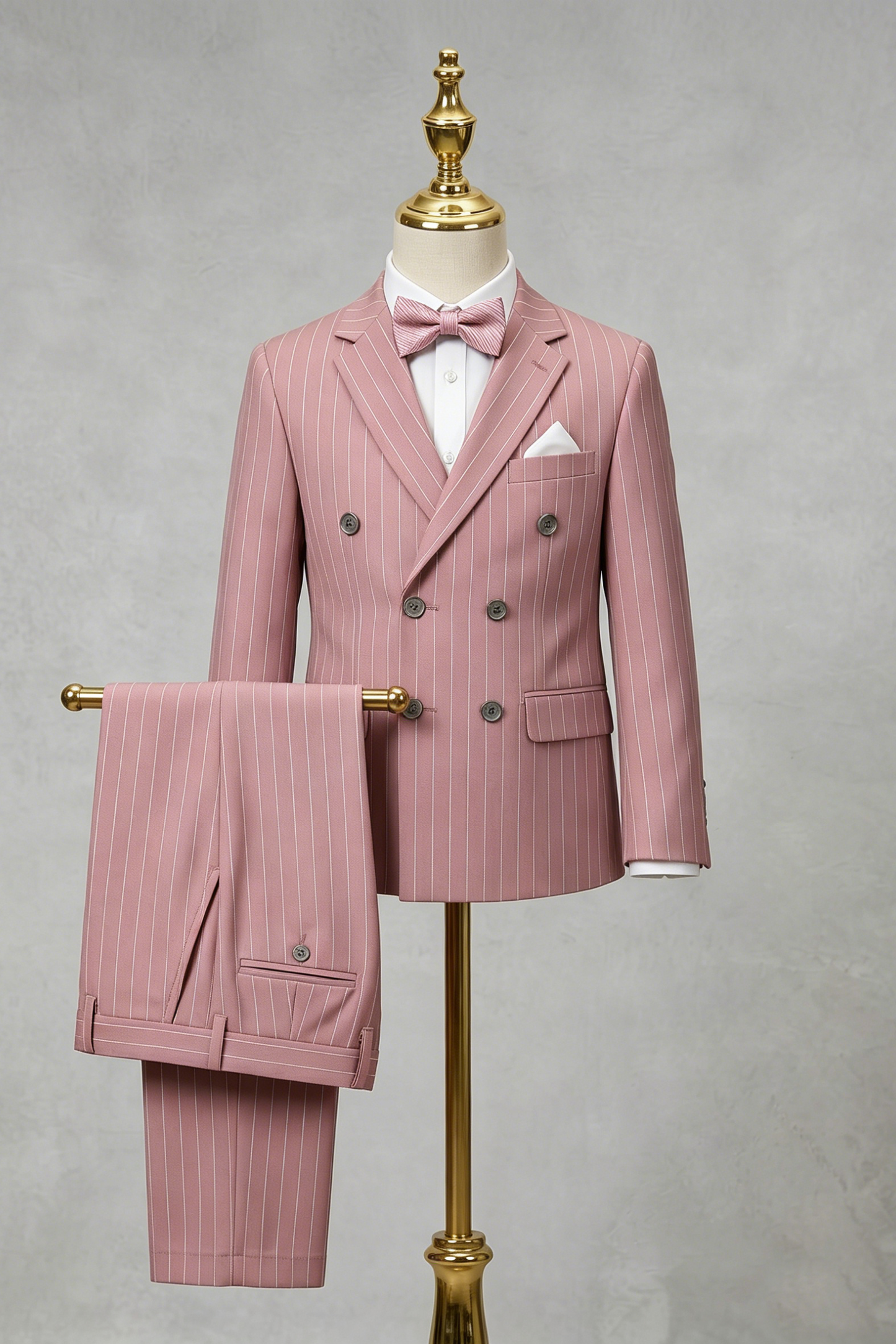 Light Pink Fine-Striped Double-Breasted 2-Piece Suit¡ªIdeal for Weddings