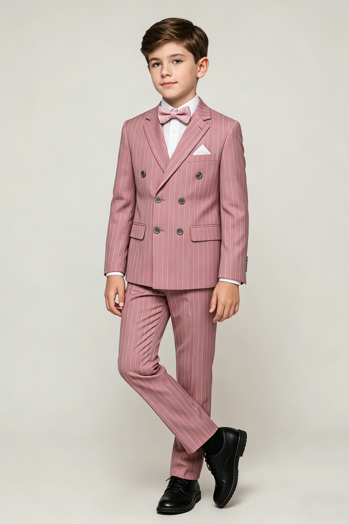 Light Pink Fine-Striped Double-Breasted 2-Piece Suit¡ªIdeal for Weddings