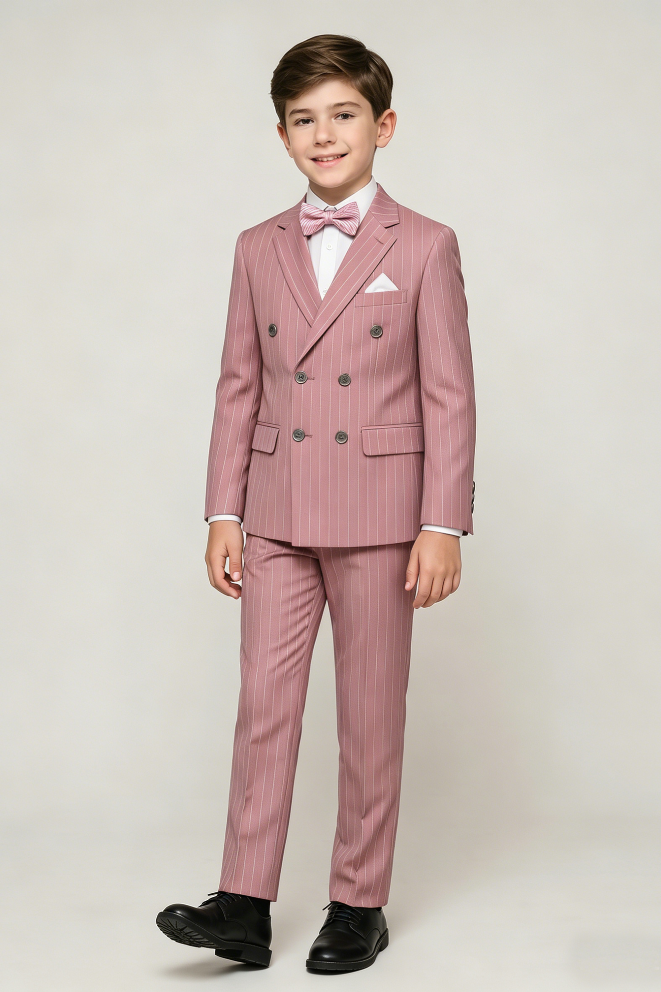 Light Pink Fine-Striped Double-Breasted 2-Piece Suit¡ªIdeal for Weddings